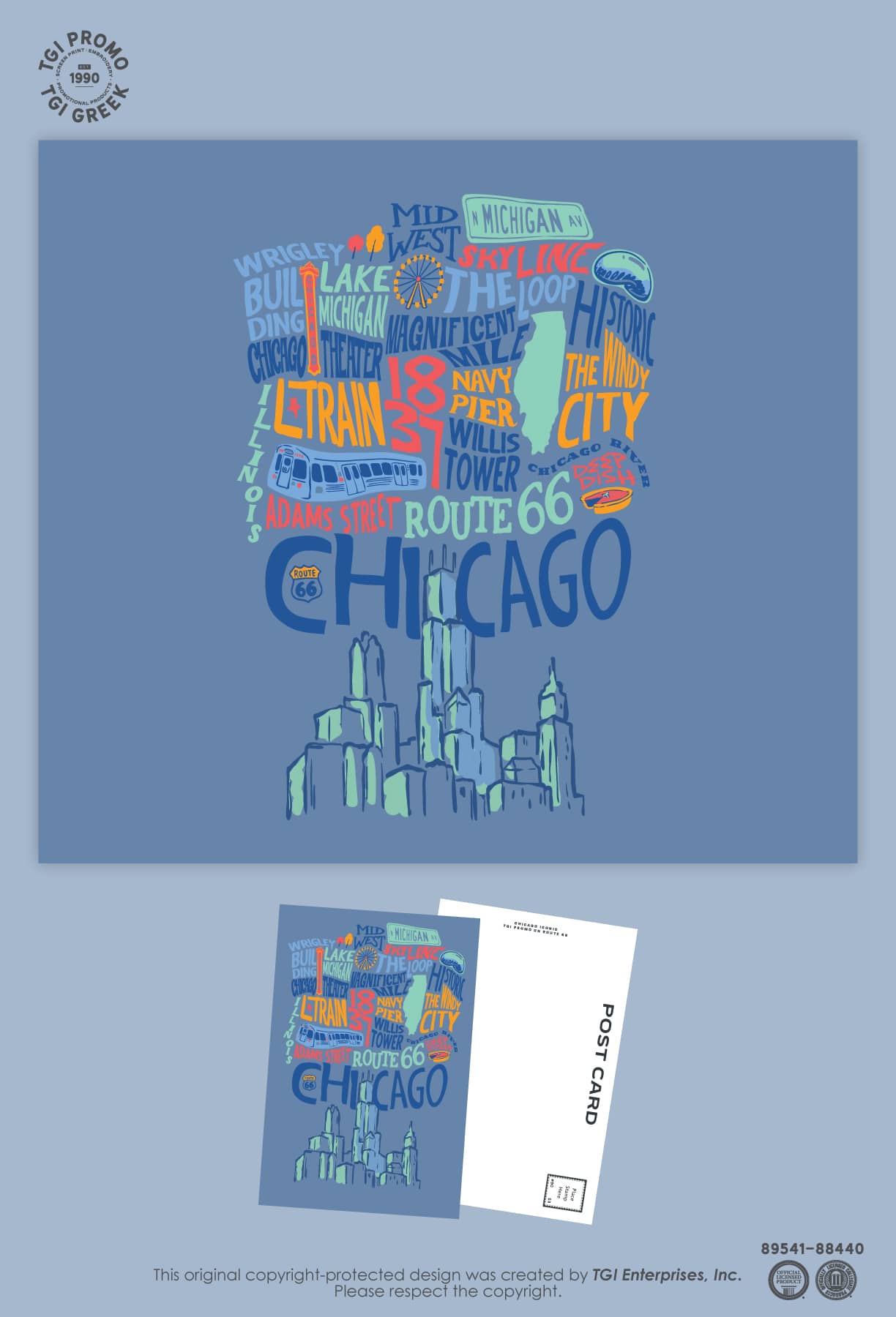 TGI Promo – Cap Cruise Party Zone Chicago Iconic Postcard