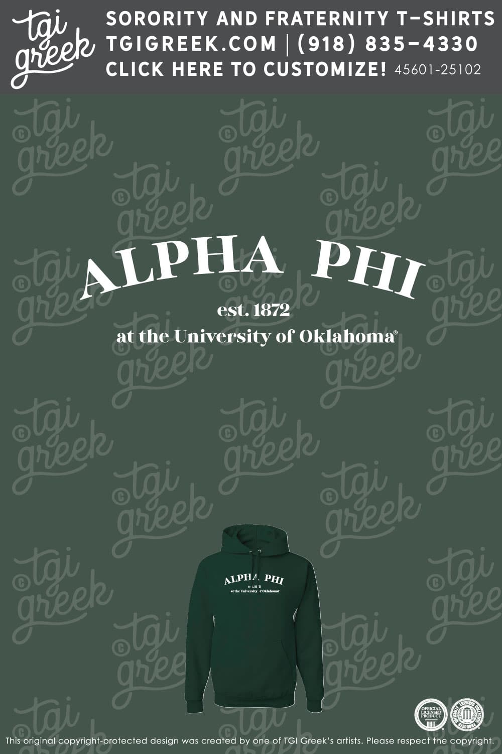 Alpha Phi – OU Green PR Hoodie