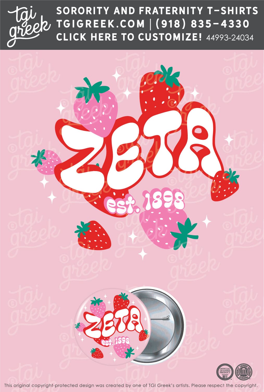 Zeta Tau Alpha – COSU Strawberry Button