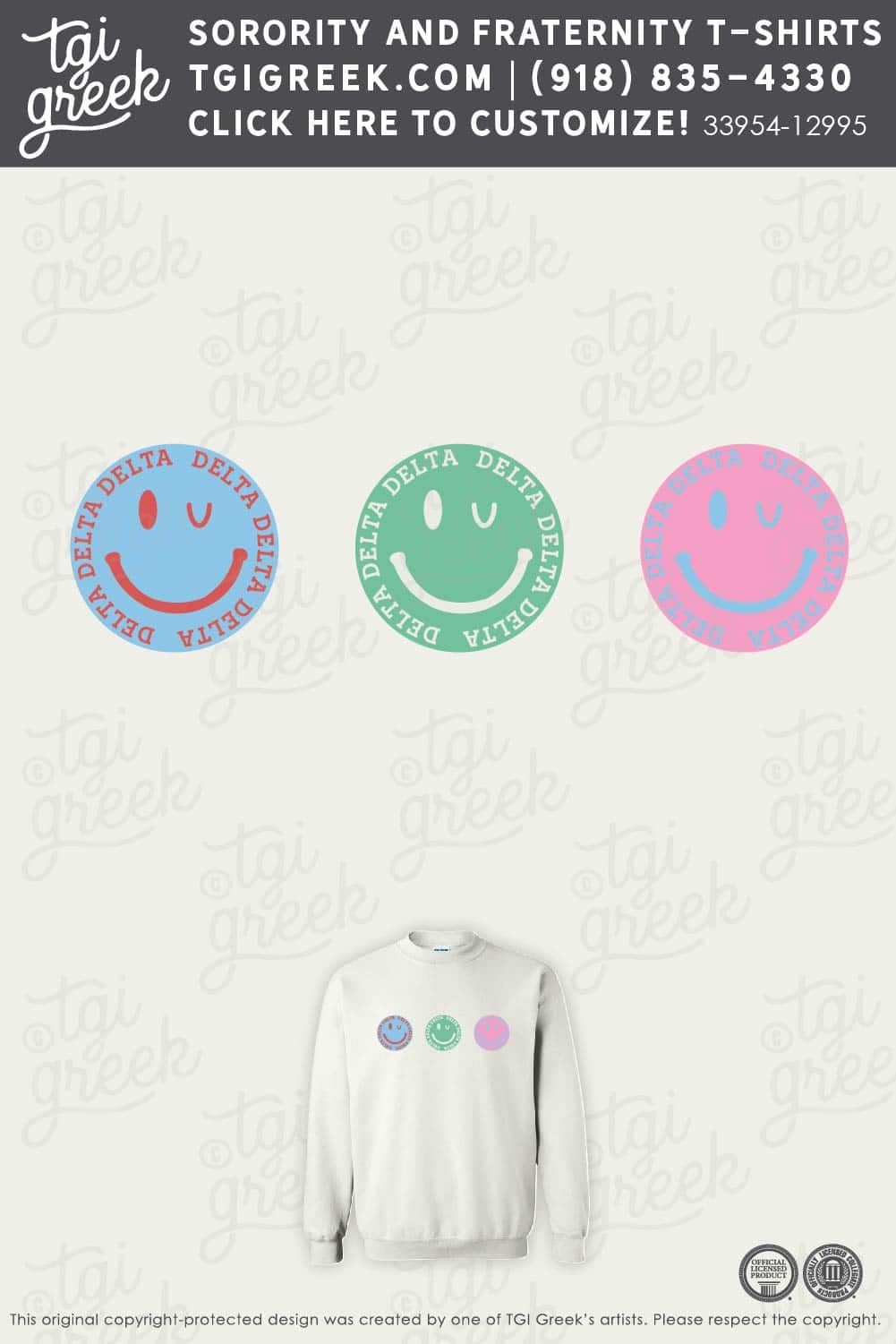 Delta Delta Delta – OU Smiley PR Crewneck
