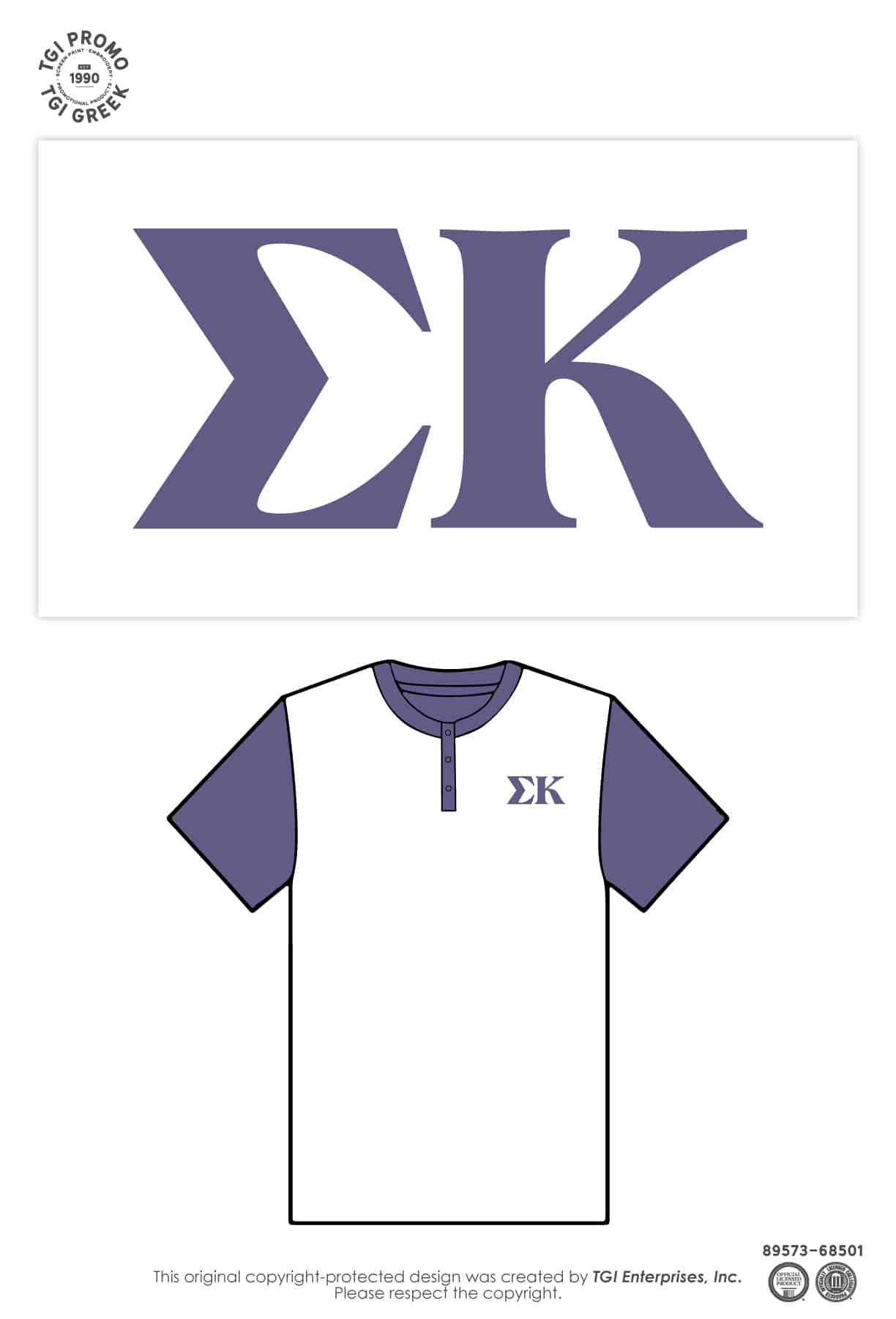 Sigma Kappa – TGI Greek Branded Color Block Henley