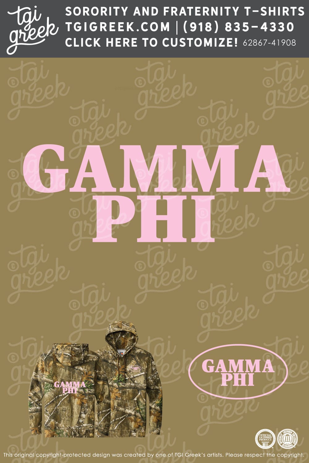 Gamma Phi Beta – UAL Camo Hoodie