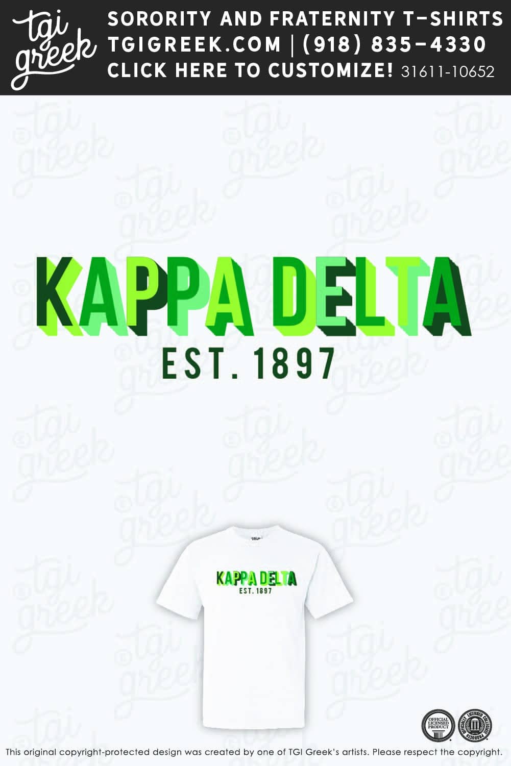 TGI – Kappa Delta Block Text