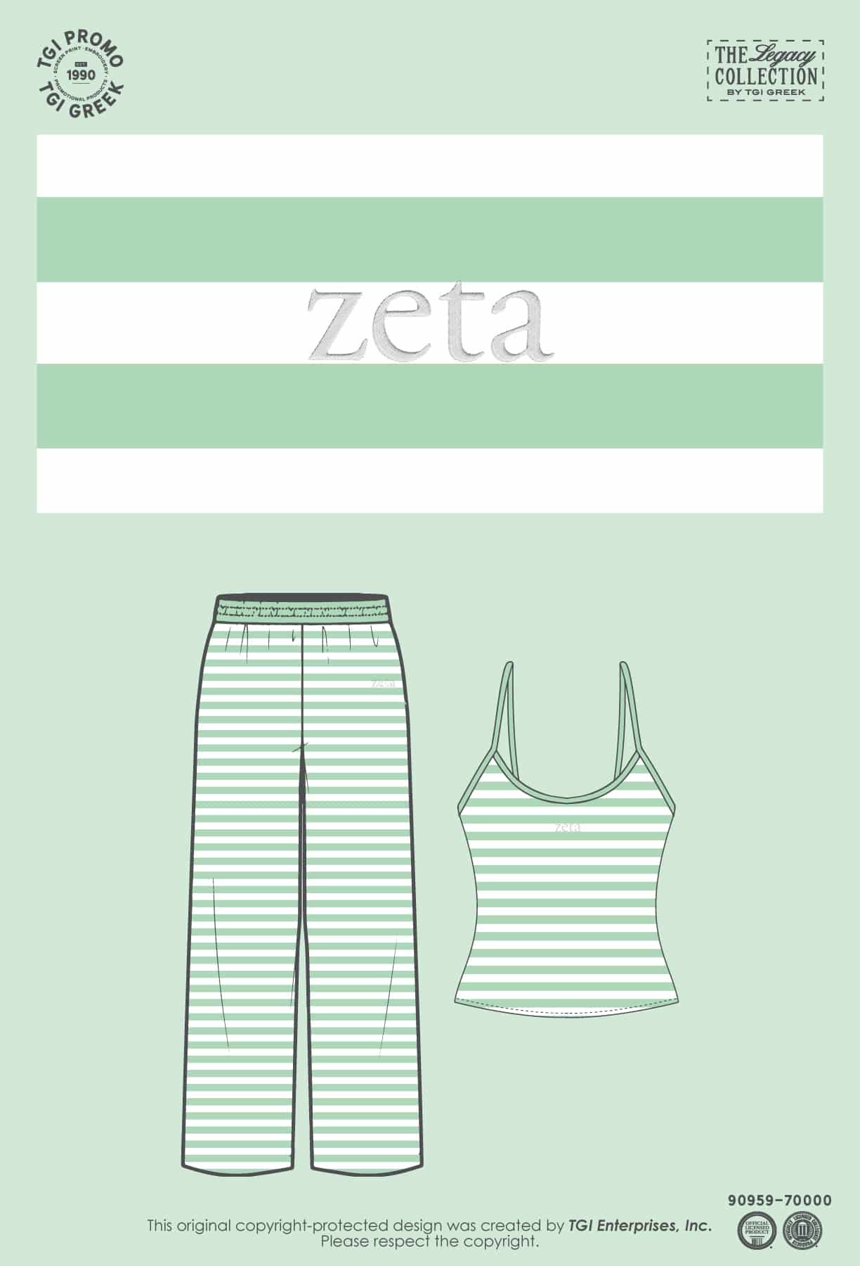 Zeta Tau Alpha – TGI Greek Stripe Set Green