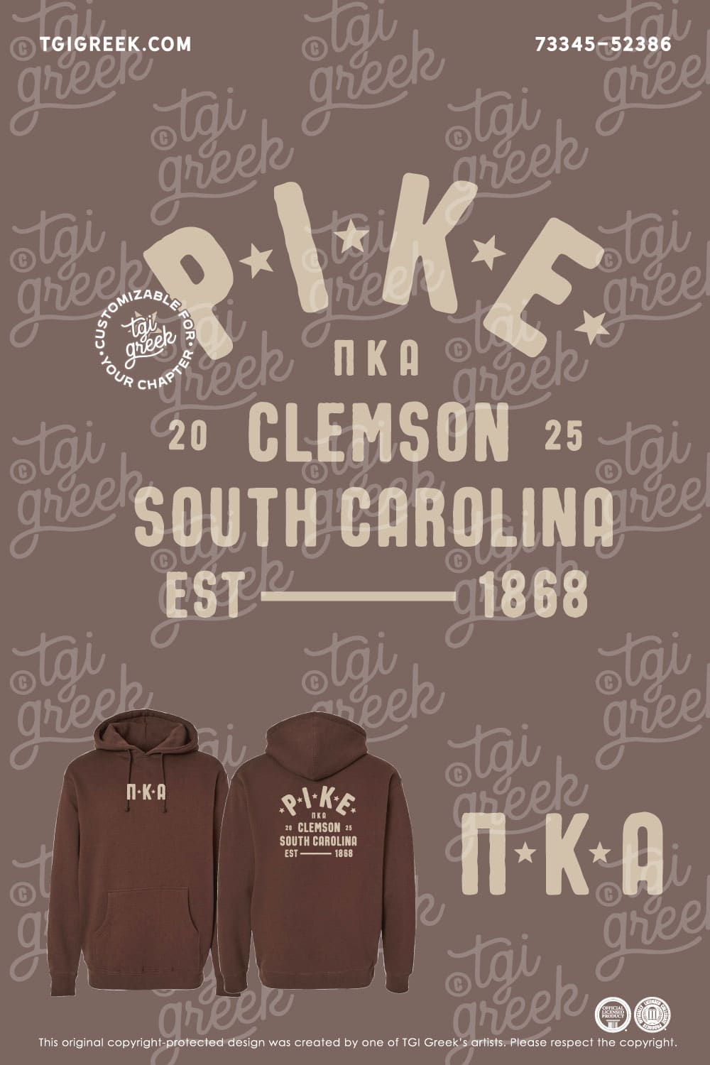 TGI Greek – Large Embroidery Sample