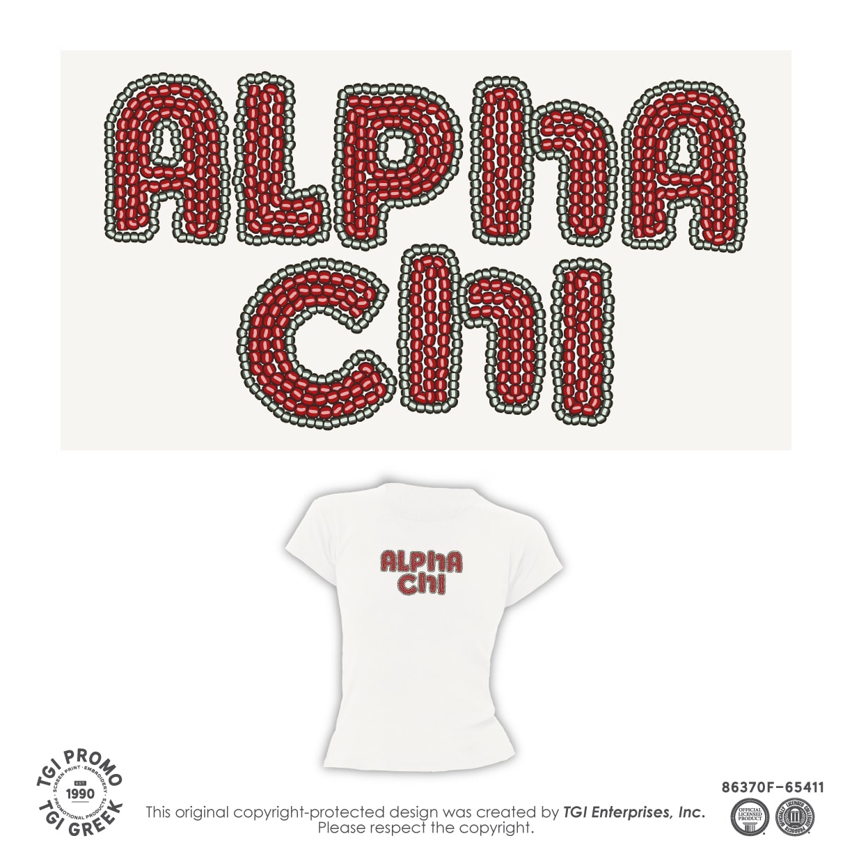 Alpha Chi Omega – TGI Beaded Baby Tee