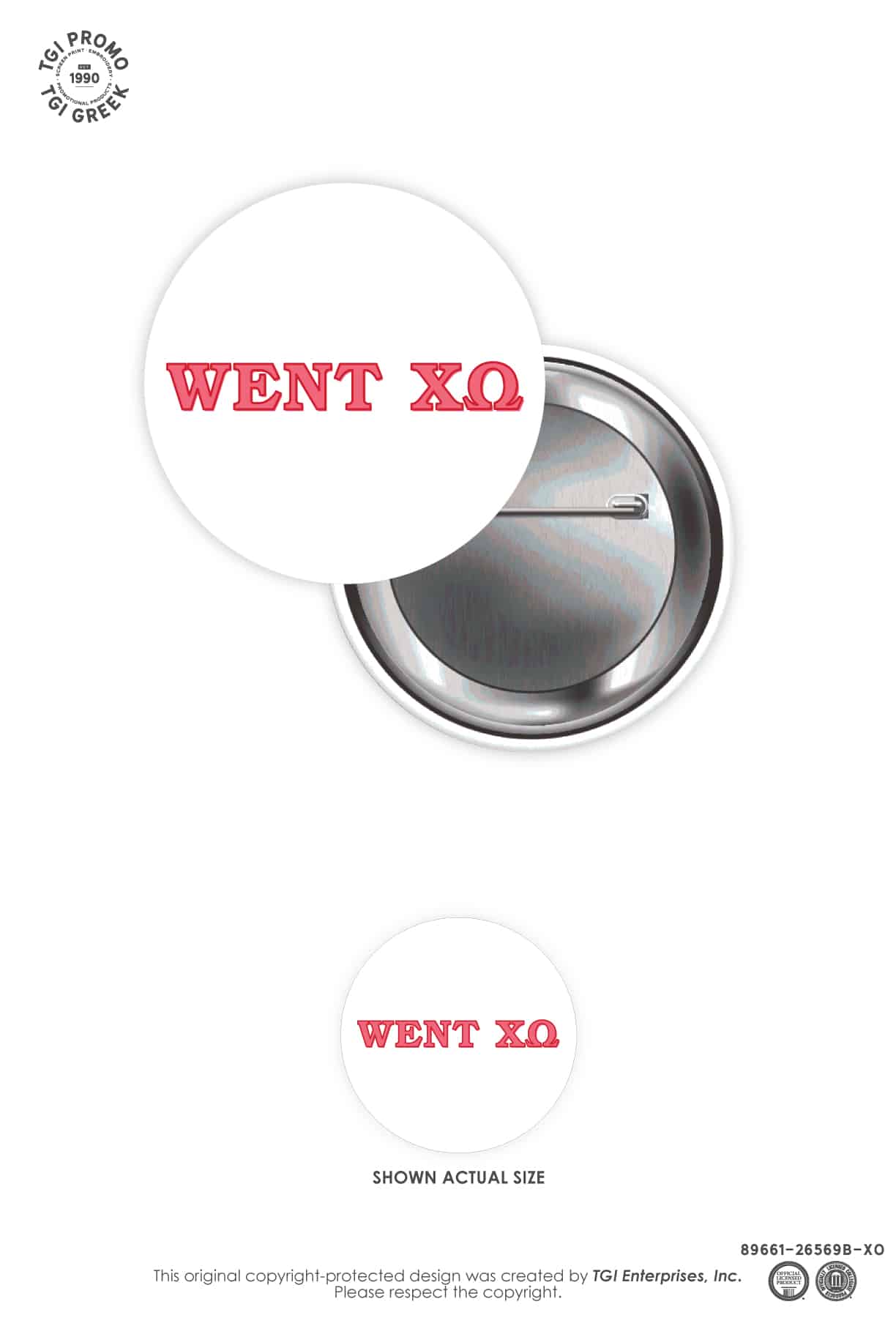 Chi Omega – TGI Greek New Stock Greek Button