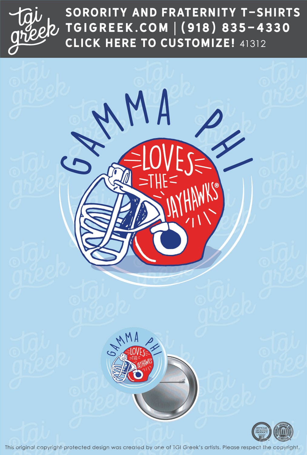 Gamma Phi Beta – KU Button Helmet