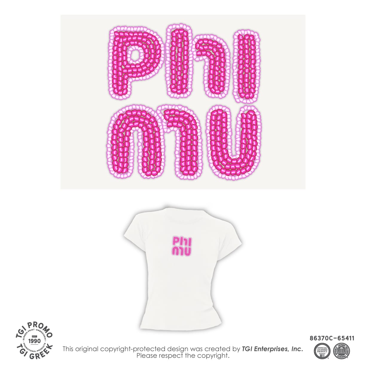 Phi Mu – TGI Beaded Baby Tee
