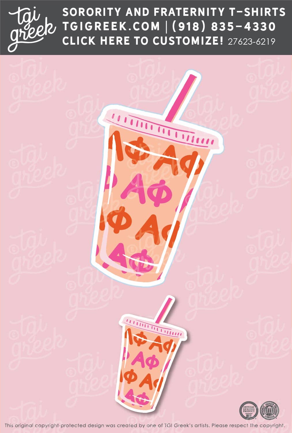 Alpha Phi – TGI Dunkin Donuts Coffee Sticker
