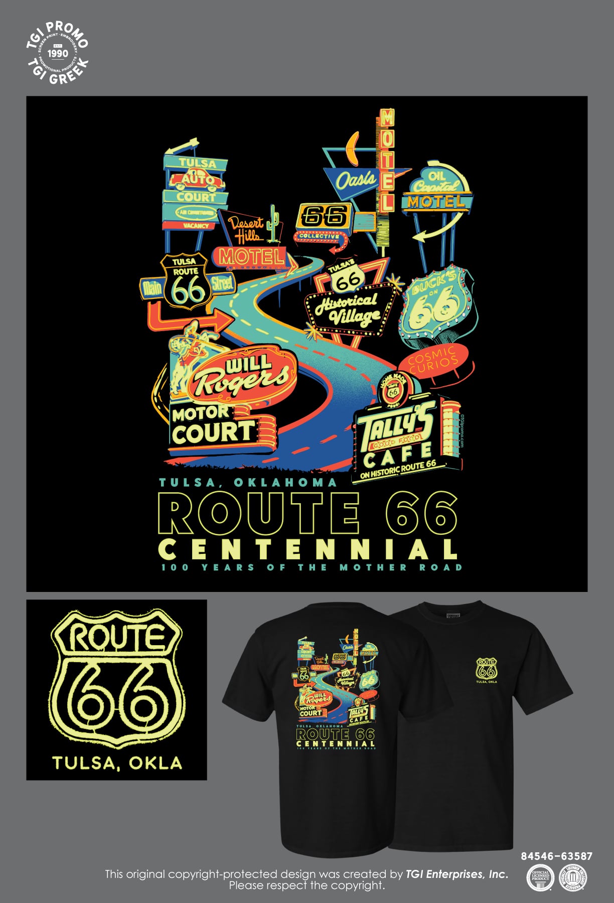 TGI Promo – MGM RT66 Tulsa Neon Signs Tee