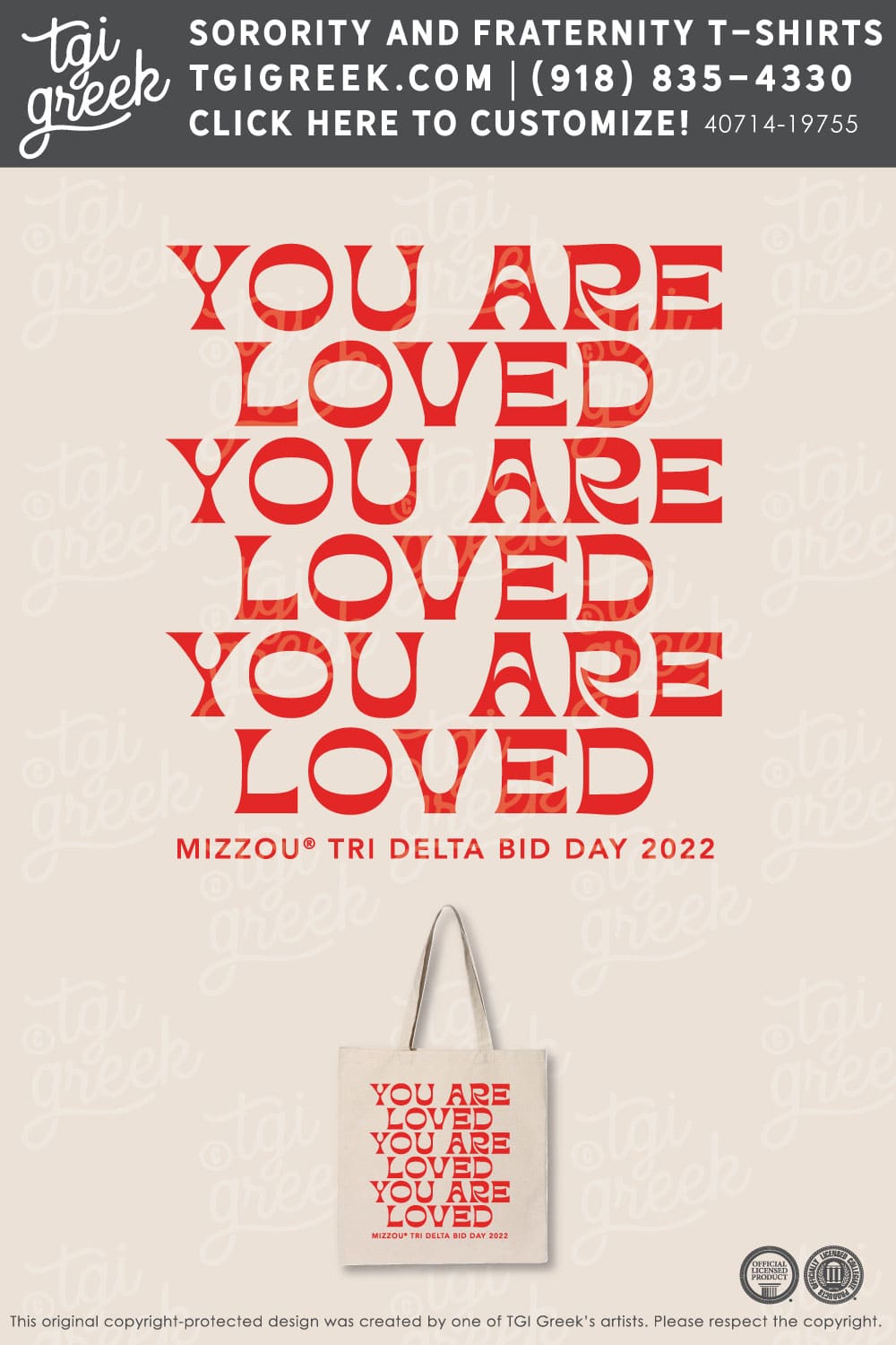 Delta Delta Delta – MIZZ Bid Day Tote