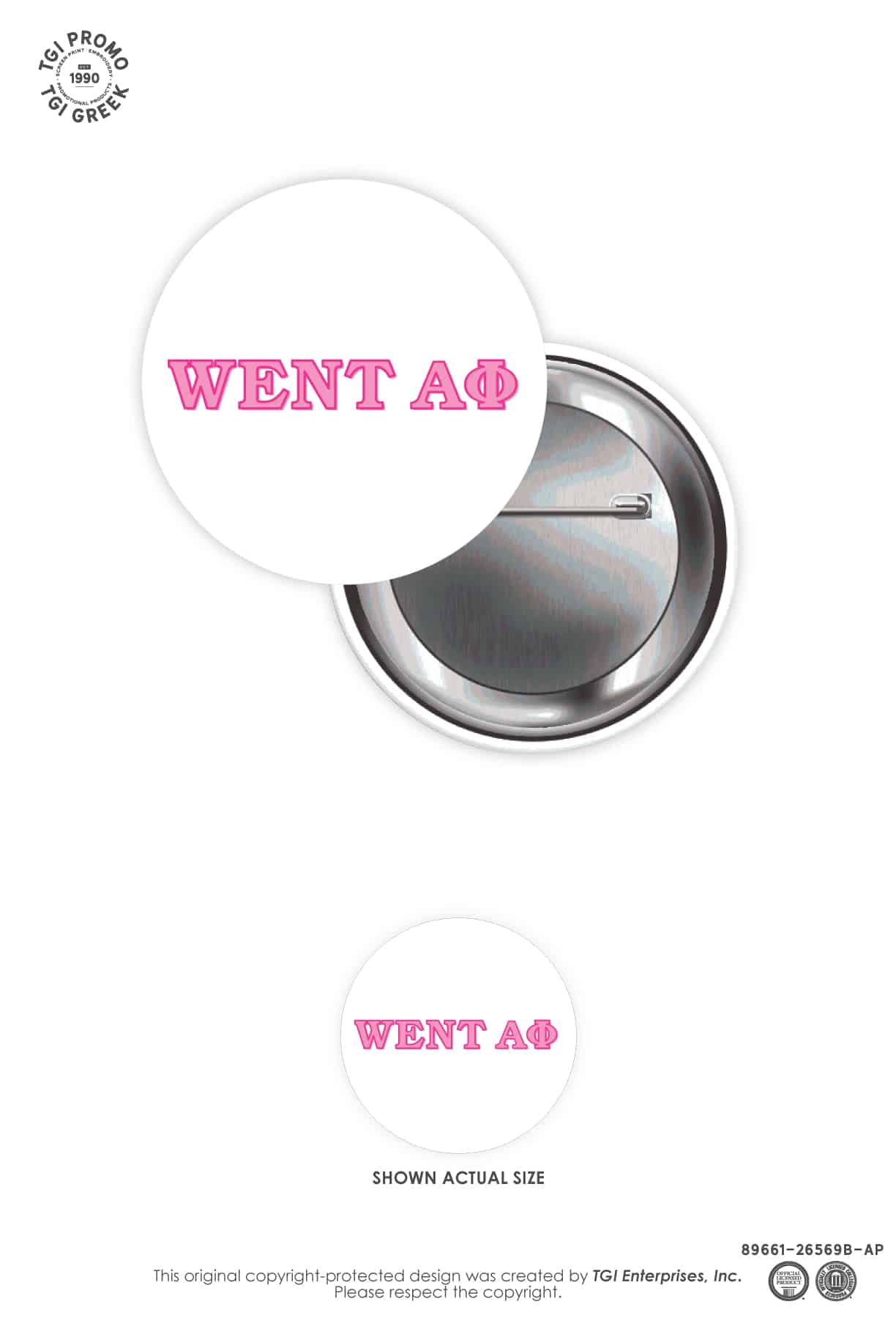 Alpha Phi – TGI Greek New Stock Greek Button