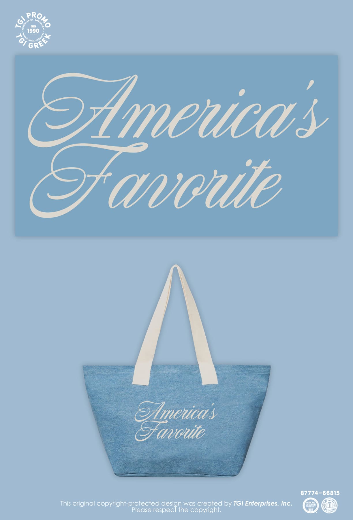 TGI Promo – Print & Sip Denim Bag Americas Favorite