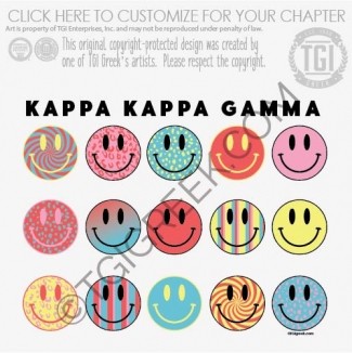 Kappa Kappa Gamma – colorful Retro Smiley