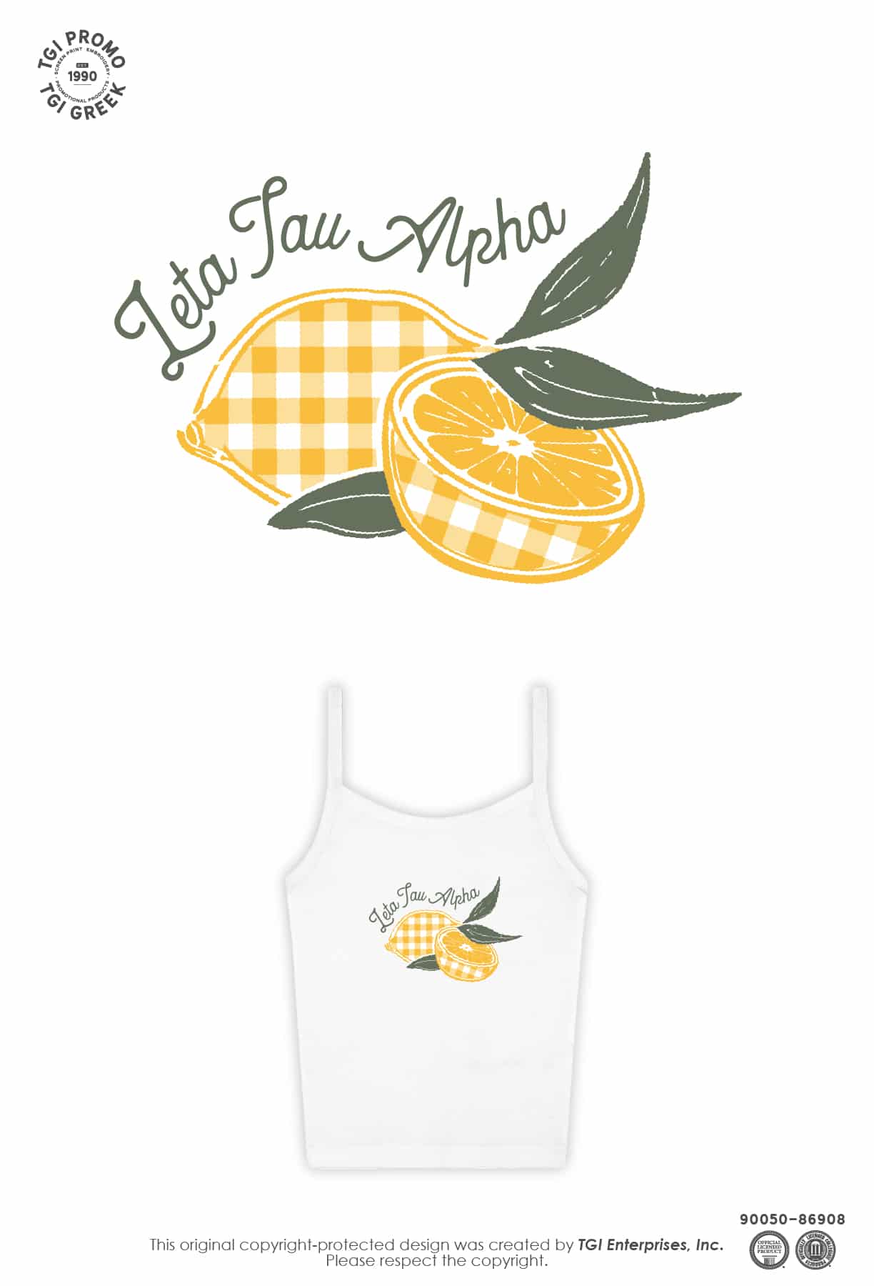 Zeta Tau Alpha – TGI Greek Gingham Lemon Tank