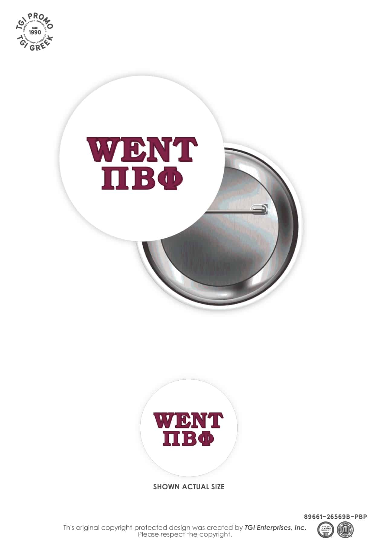 Pi Beta Phi – TGI Greek New Stock Greek Button