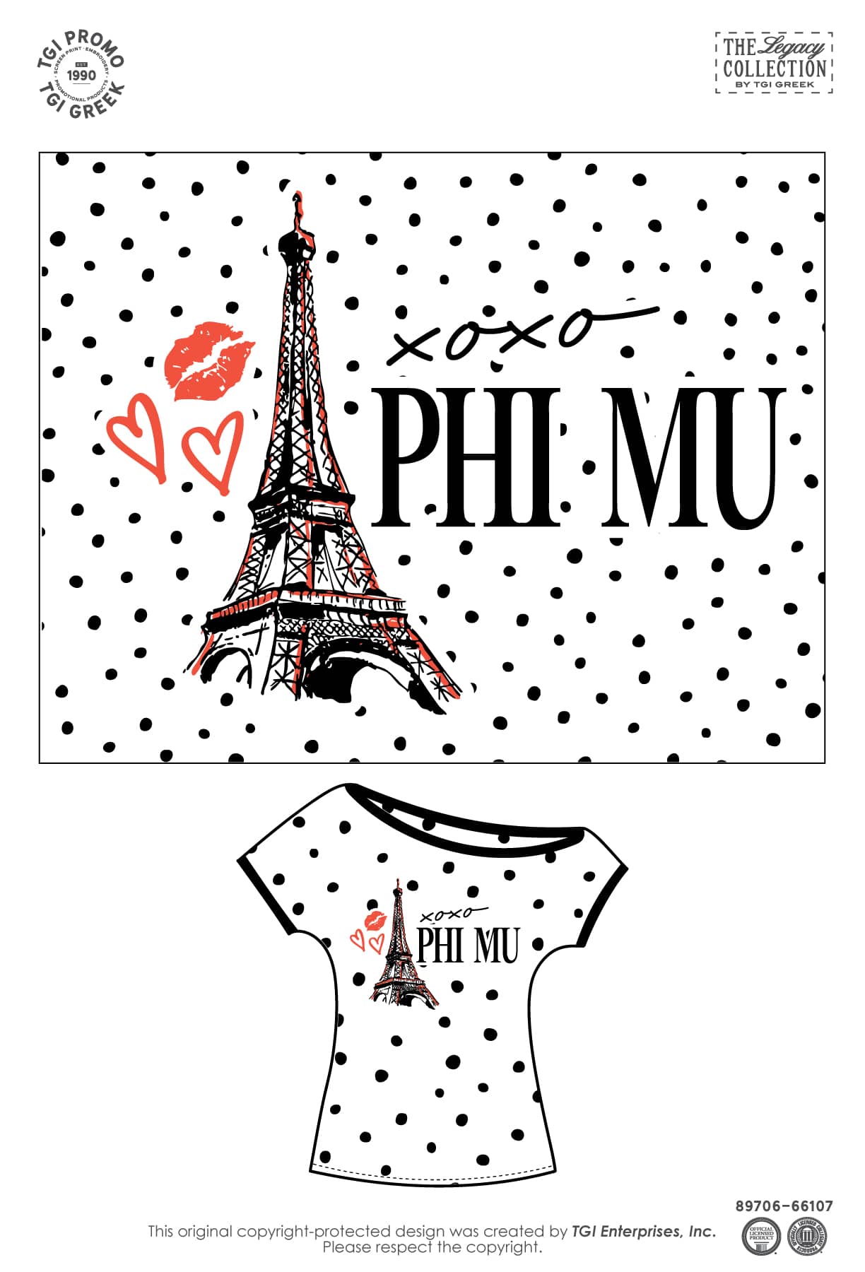 Phi Mu – TGI Greek New Stock Eiffel Tower Polka Dot