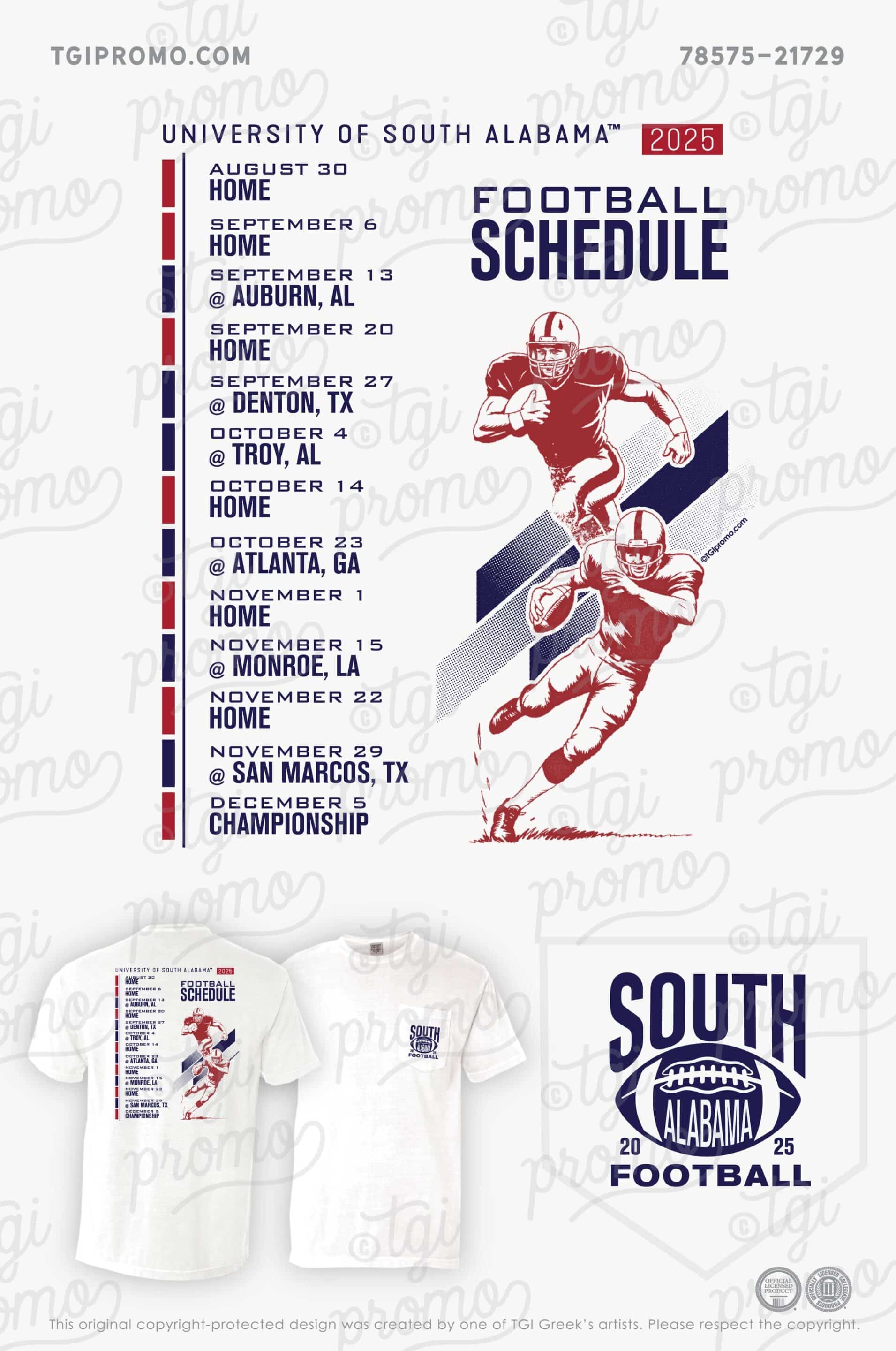 University of South Alabama – Football Schedule Shirt
