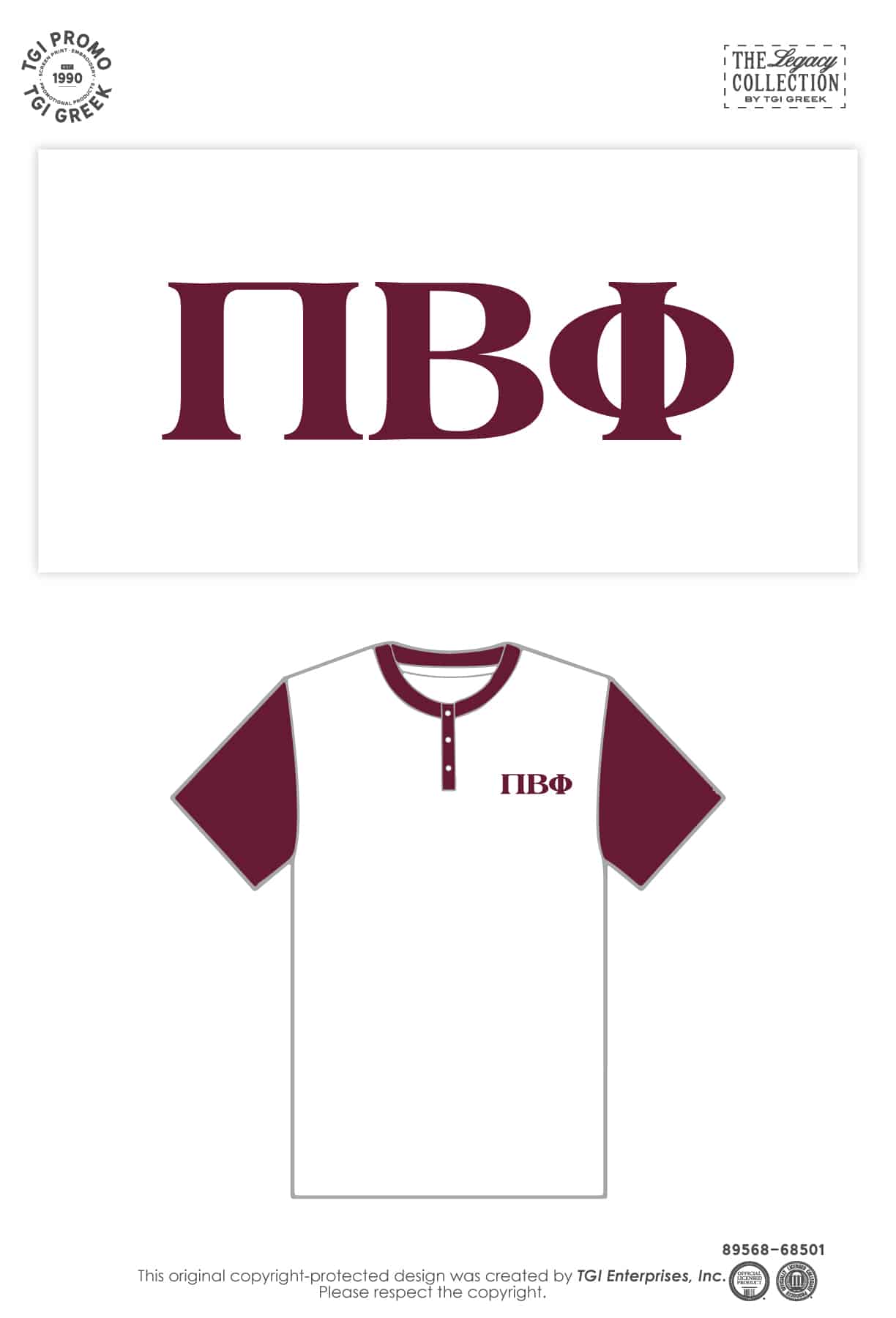 Pi Beta Phi – TGI Greek New Stock Branded Color Block Henley
