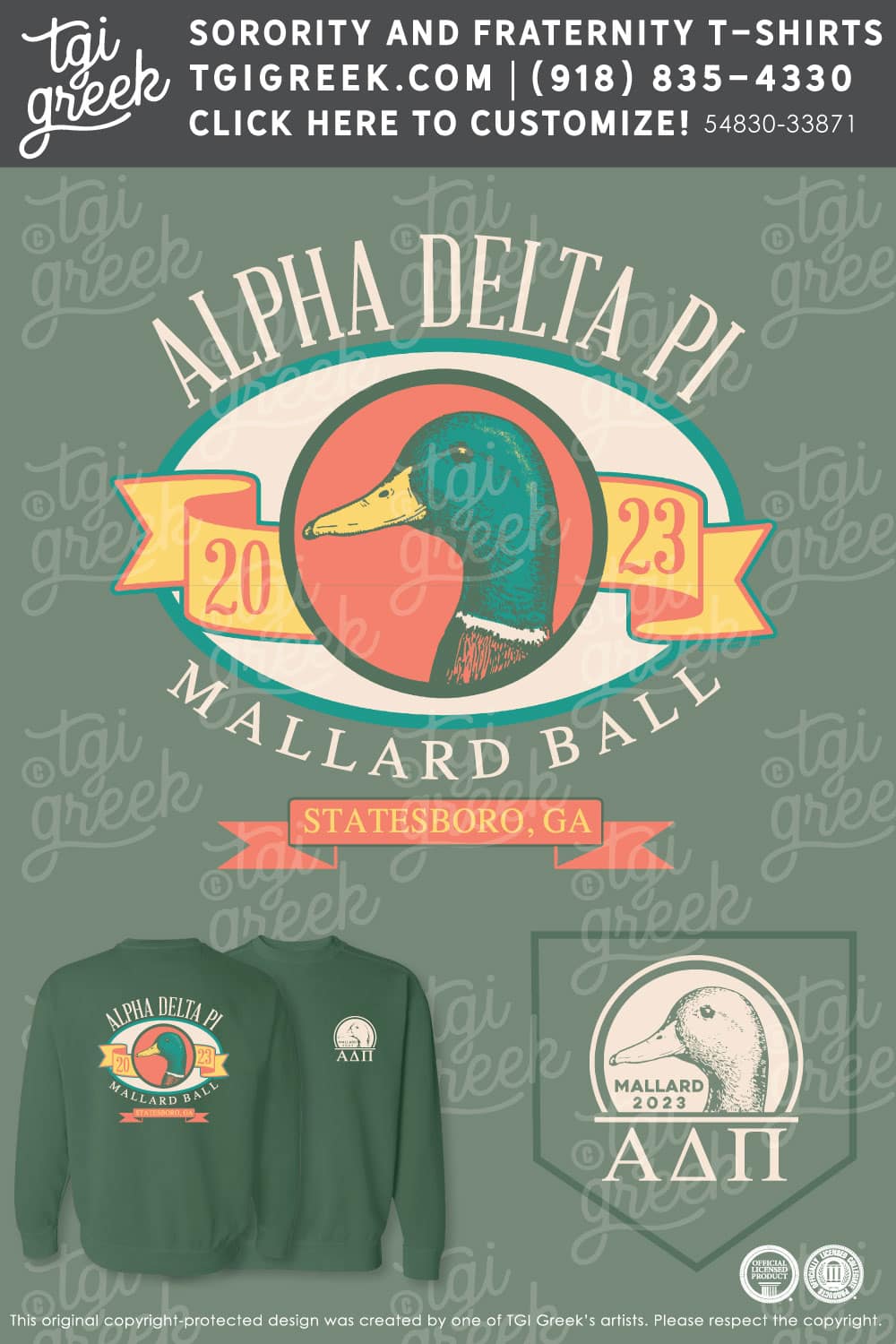 Alpha Delta Pi – GSU Mallard Ball Crewnecks