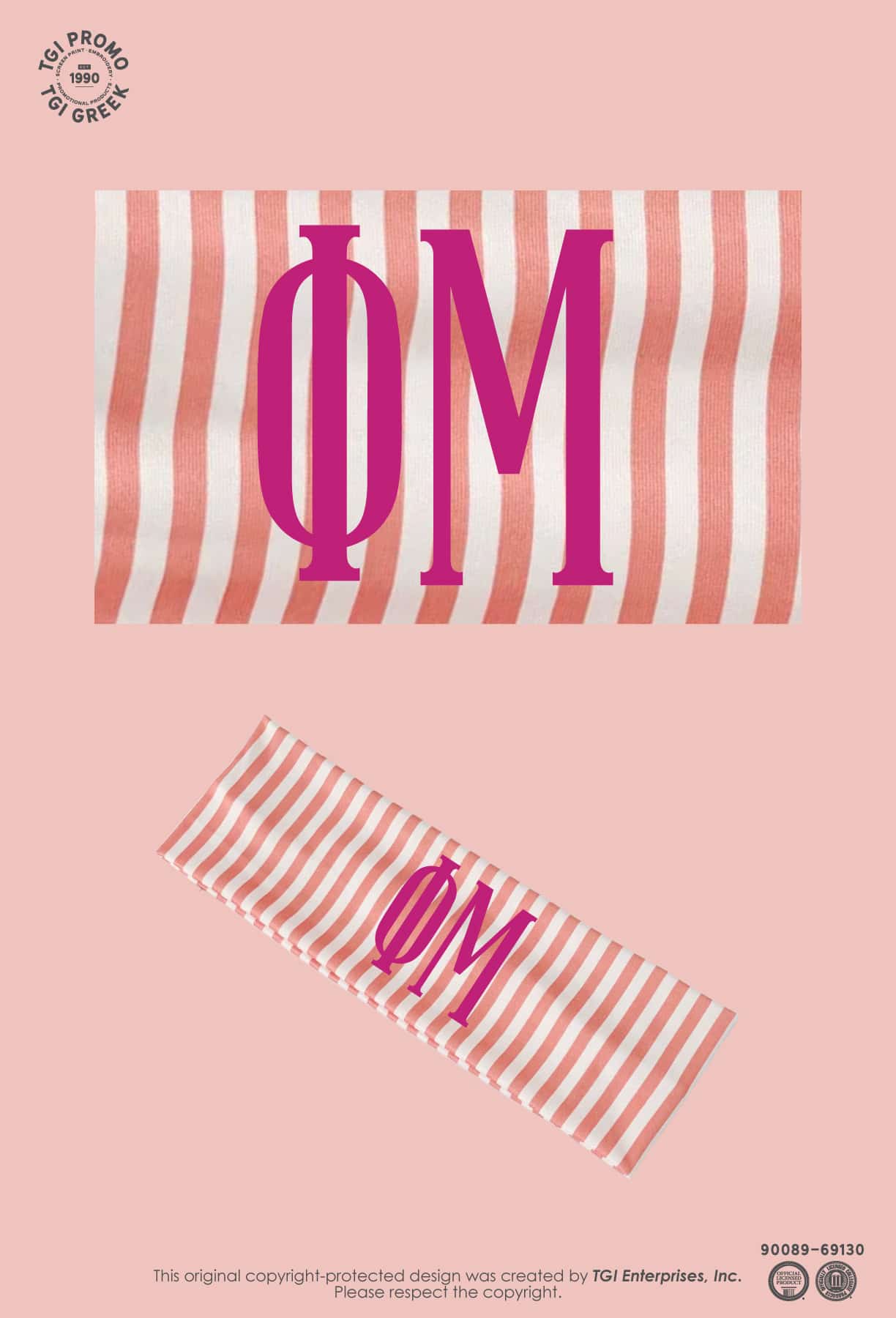 Phi Mu – TGI Greek New Stock Stripe Headband