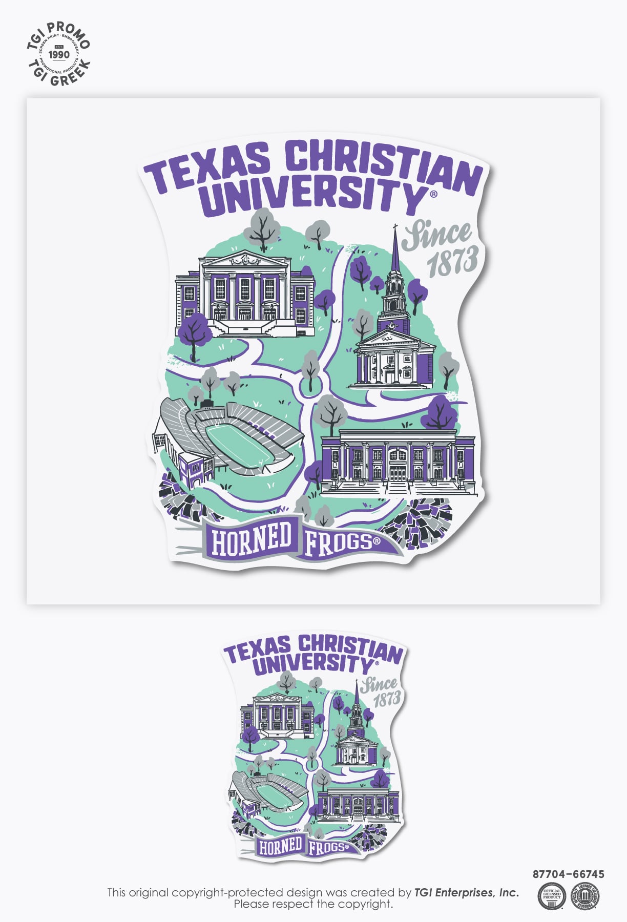 TGI Promo – TCU Vendor Fair Giveaway Sticker