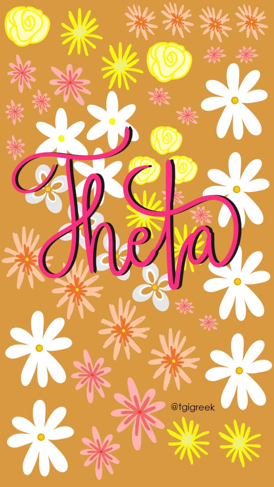 TGI Greek – Theta Floral Phone Background