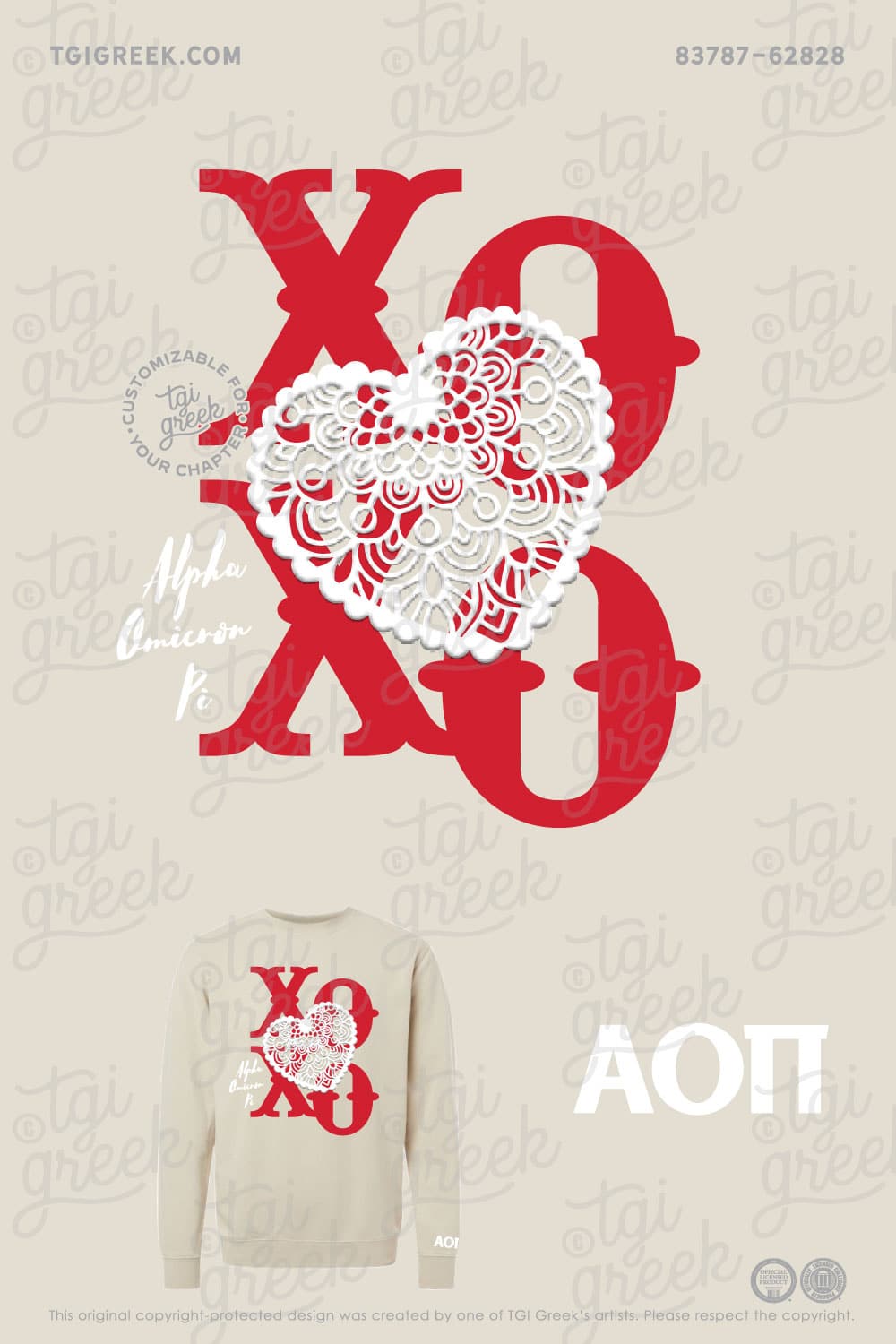 Alpha Omicron Pi – TGI Lace Puff Heart