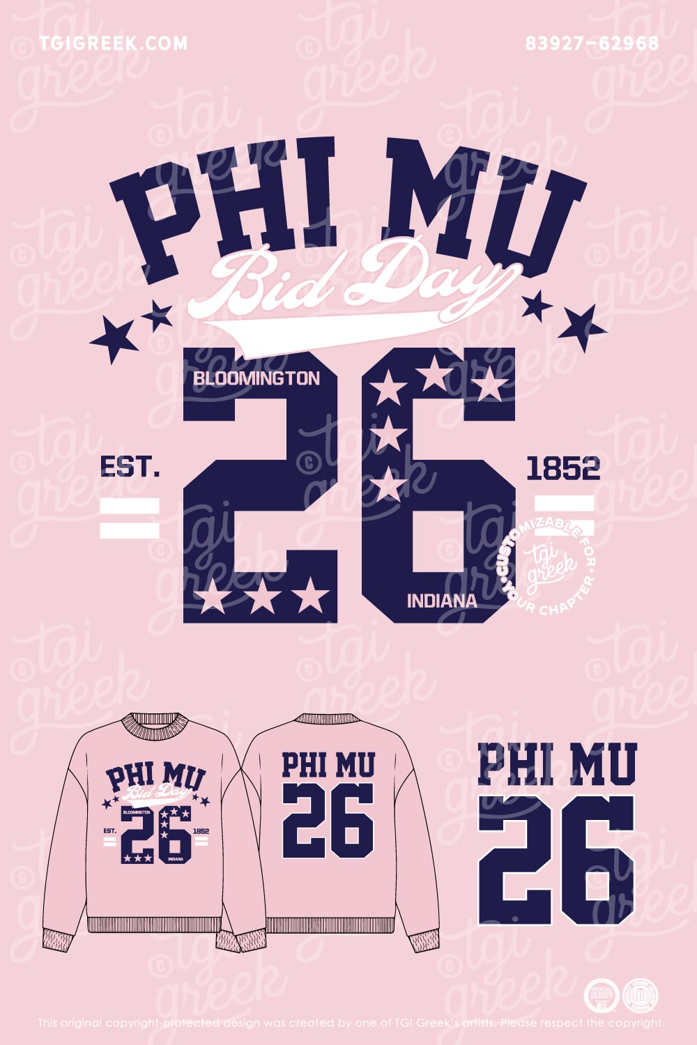 Phi Mu – IUB Pink Bid Day Crewneck