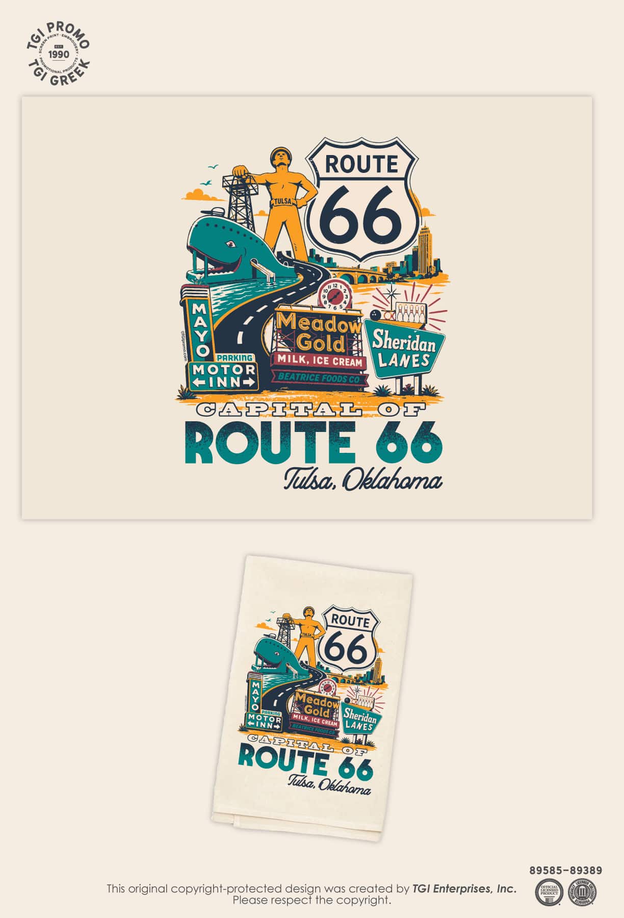 TGI Promo – Cap Cruise Tulsa Favorites Tea Towel