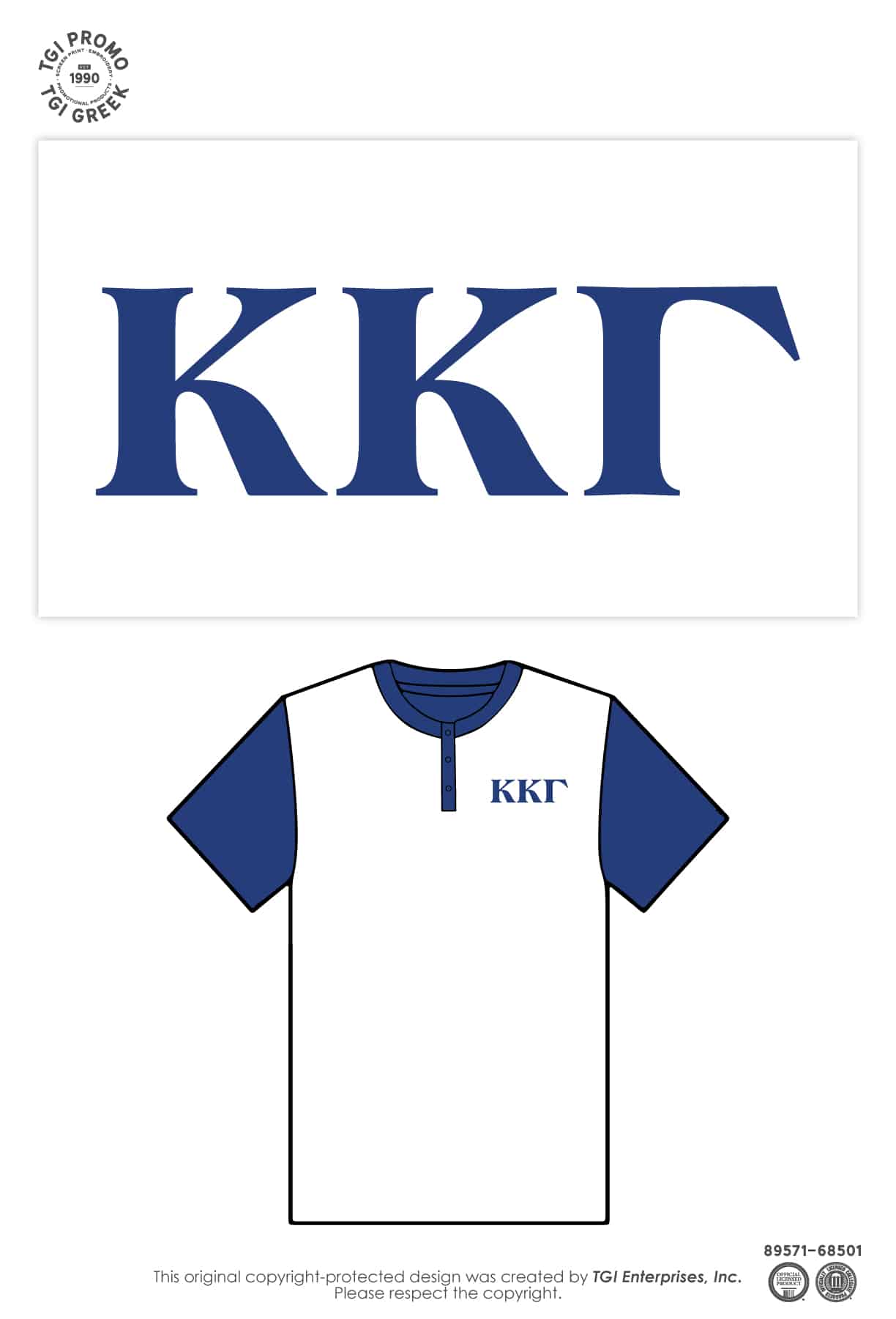 Kappa Kappa Gamma – TGI Greek Branded Color Block Henley