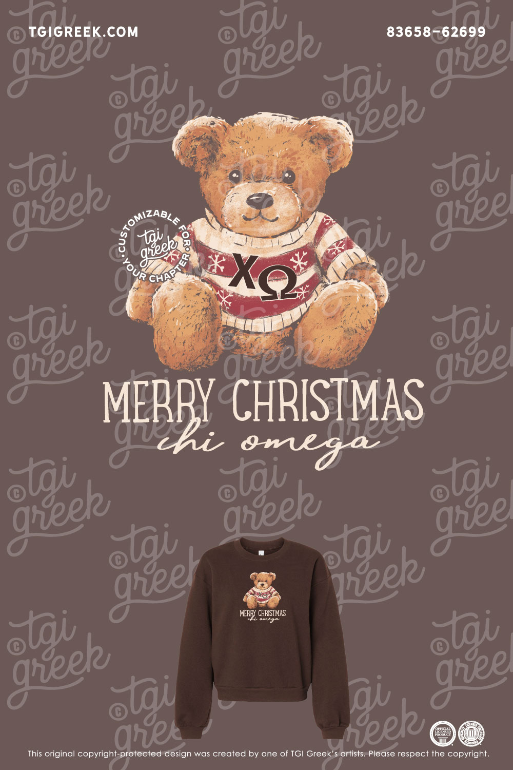 TGI Greek – Chi Omega Holiday Bear