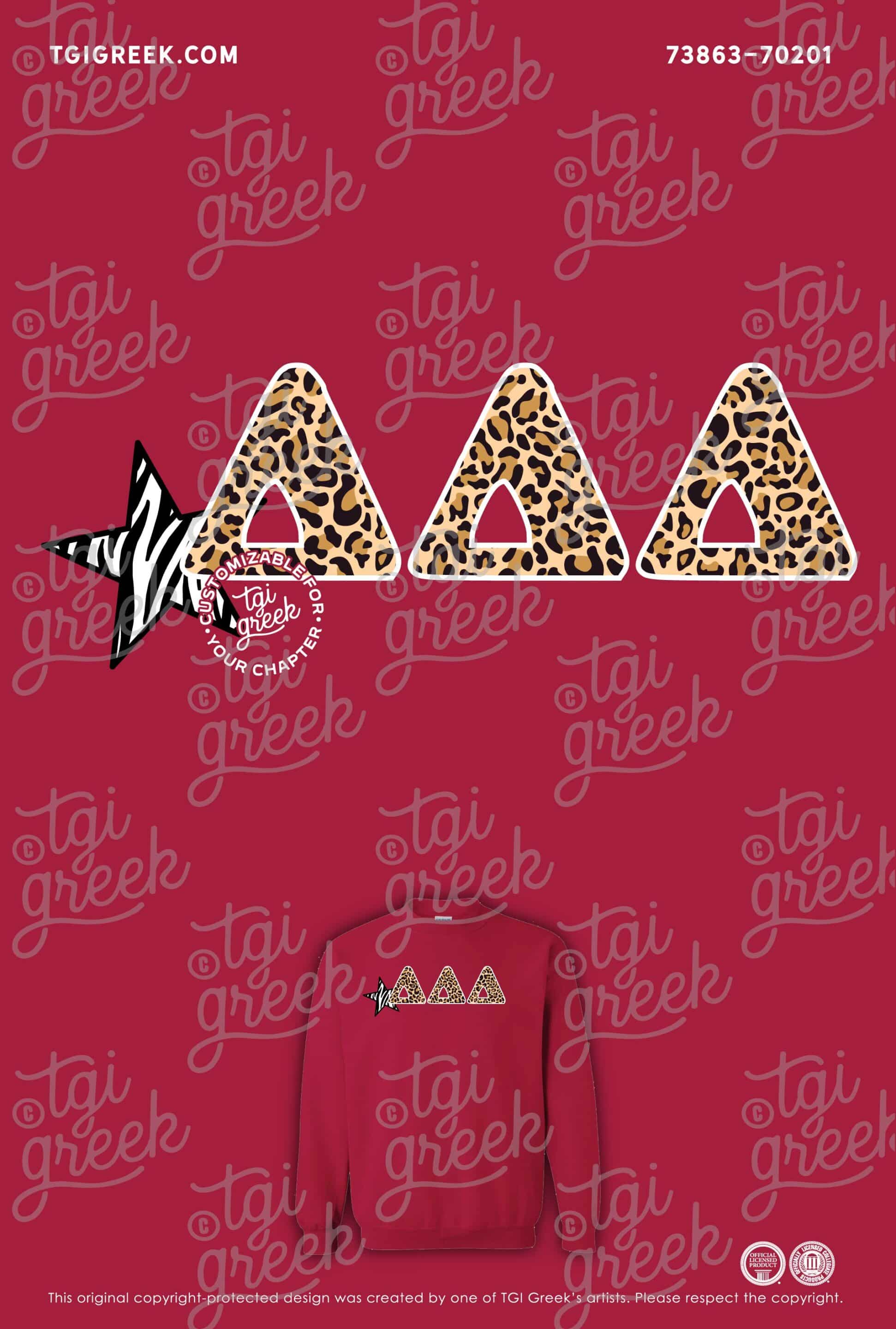 TGI – Delta Delta Delta Animal Print Patch Crewneck