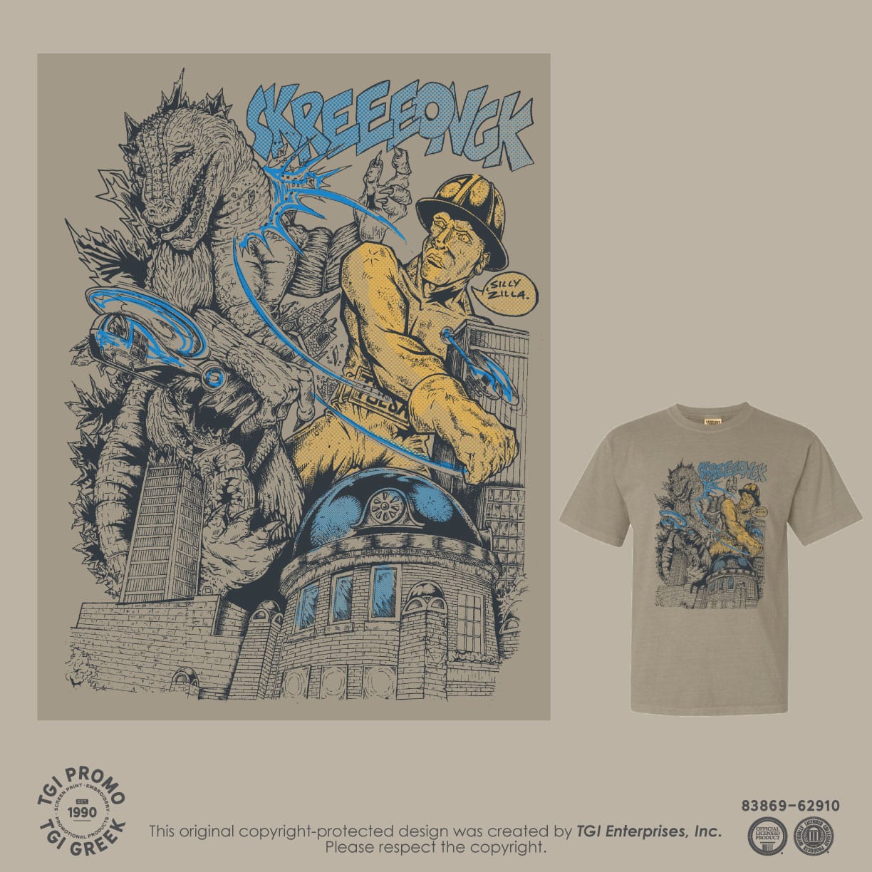 TGI Promo – Driller Giant Lizard Blue Dome Tee