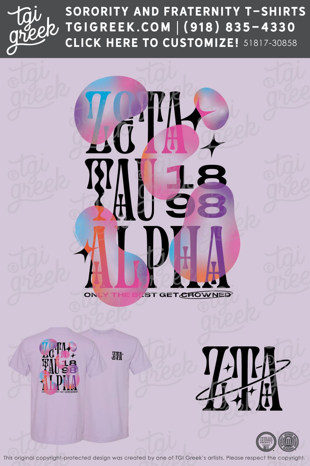 TGI – Zeta Tau Alpha Modern Bubble Text