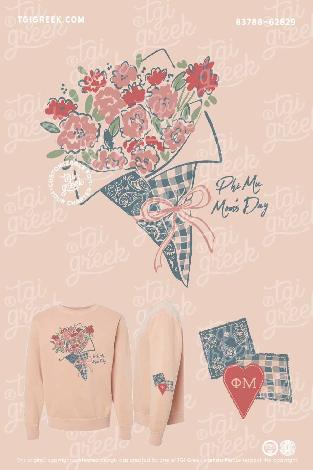 Phi Mu – Mom’s Day Patchwork Bouquet
