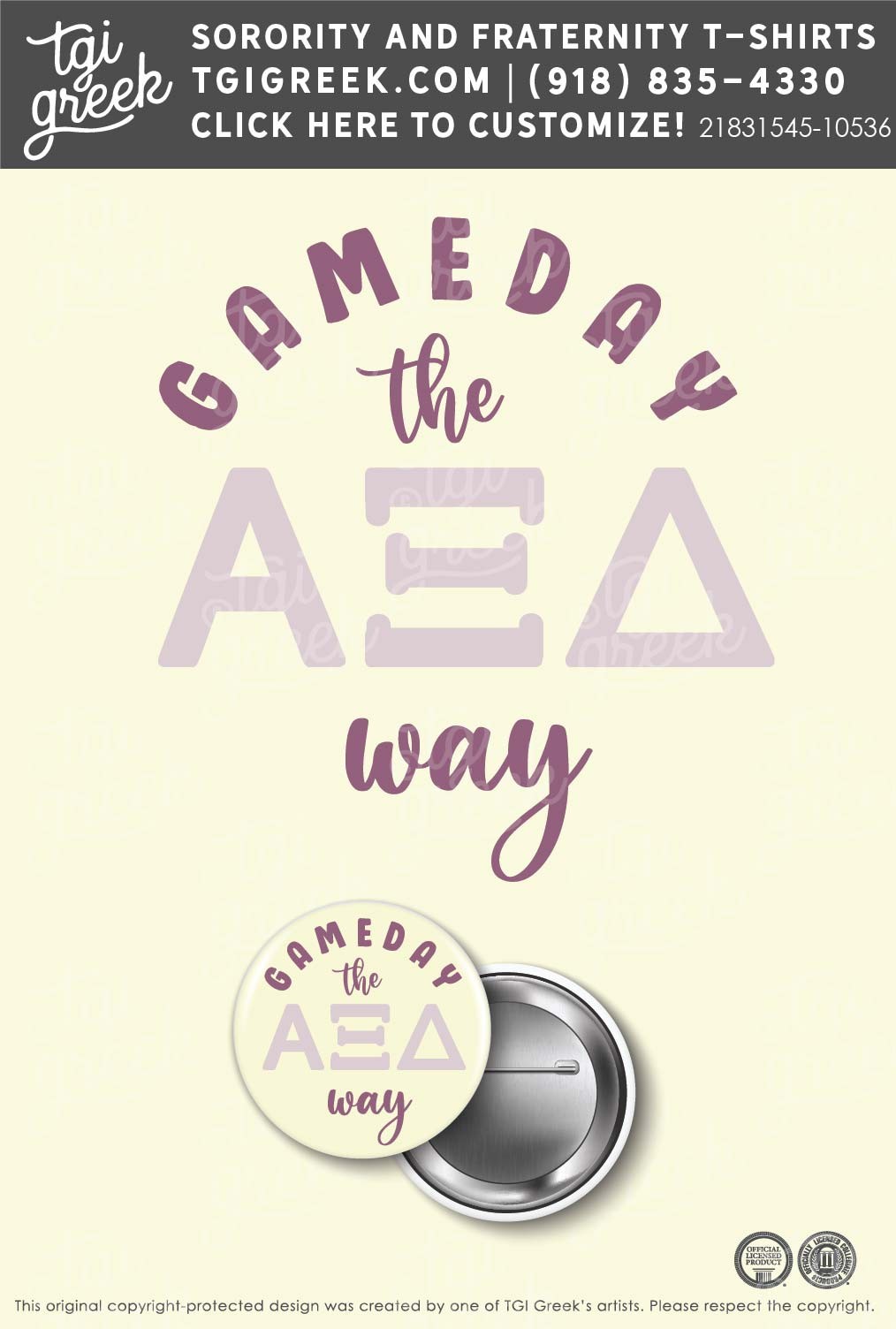 Alpha Xi Delta – Game Day Sticker & Button
