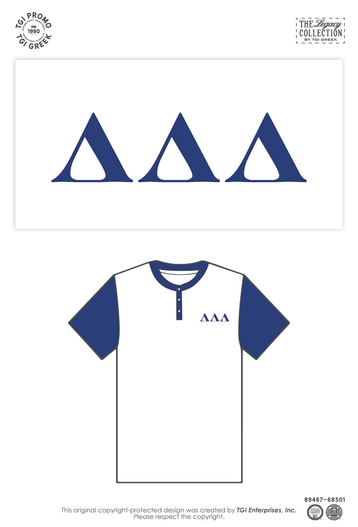 Delta Delta Delta – TGI Greek New Stock Branded Color Block Henley