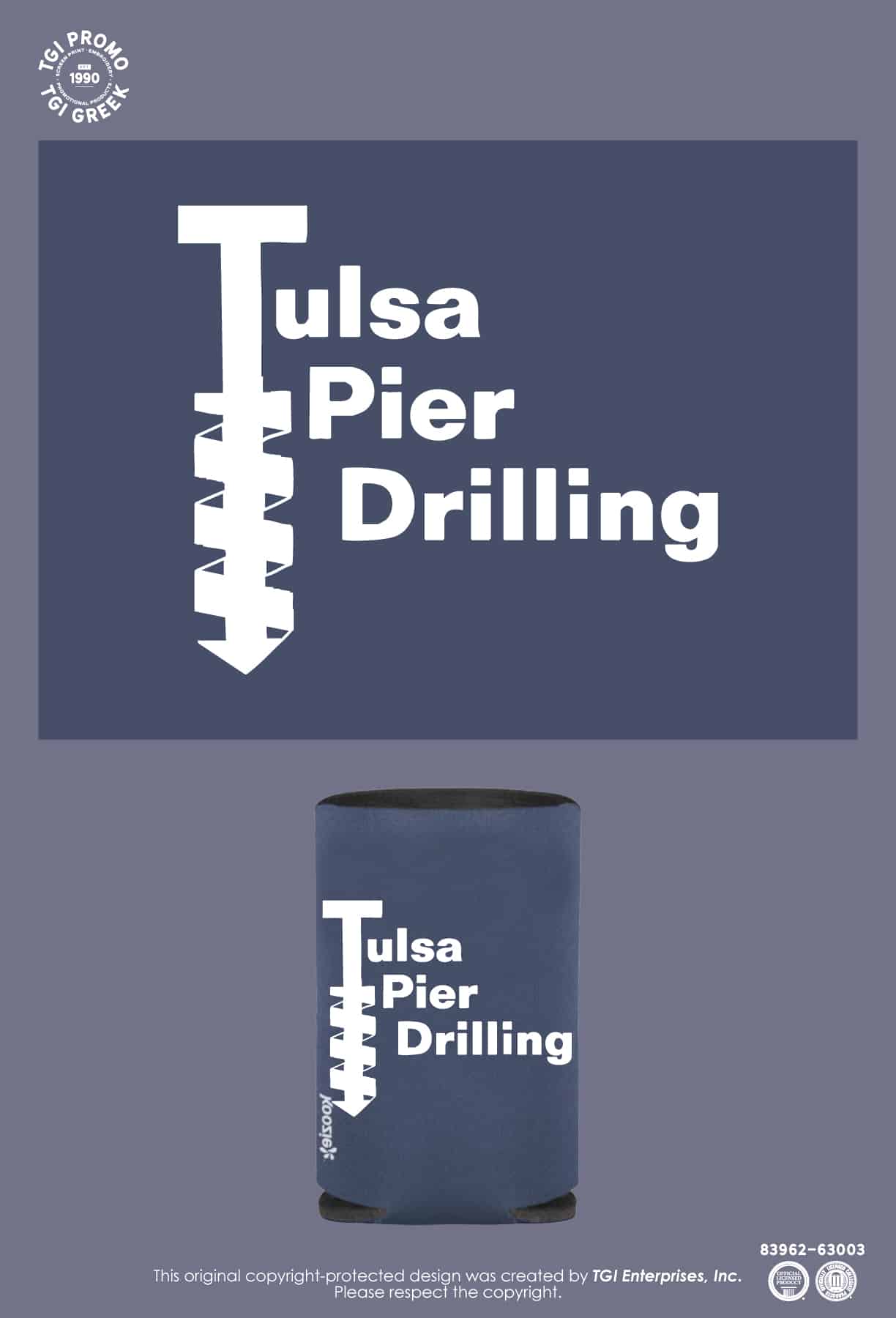 Tulsa Pier Drilling – Logo Koozies