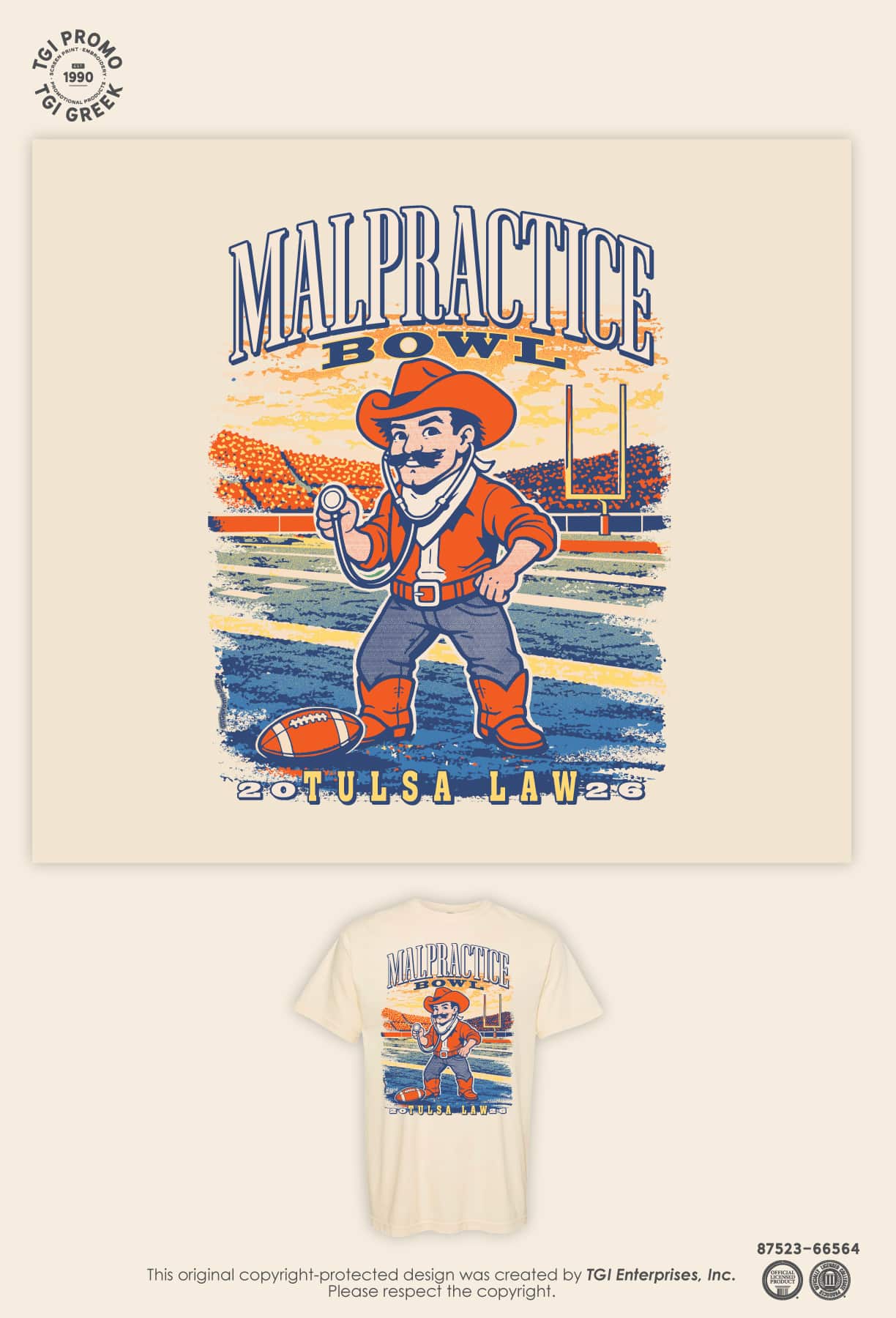 University of Tulsa – Malpractice Bowl Players Tee OSU