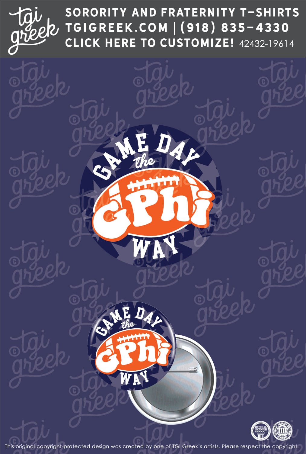 Gamma Phi Beta – UT Game Day Button
