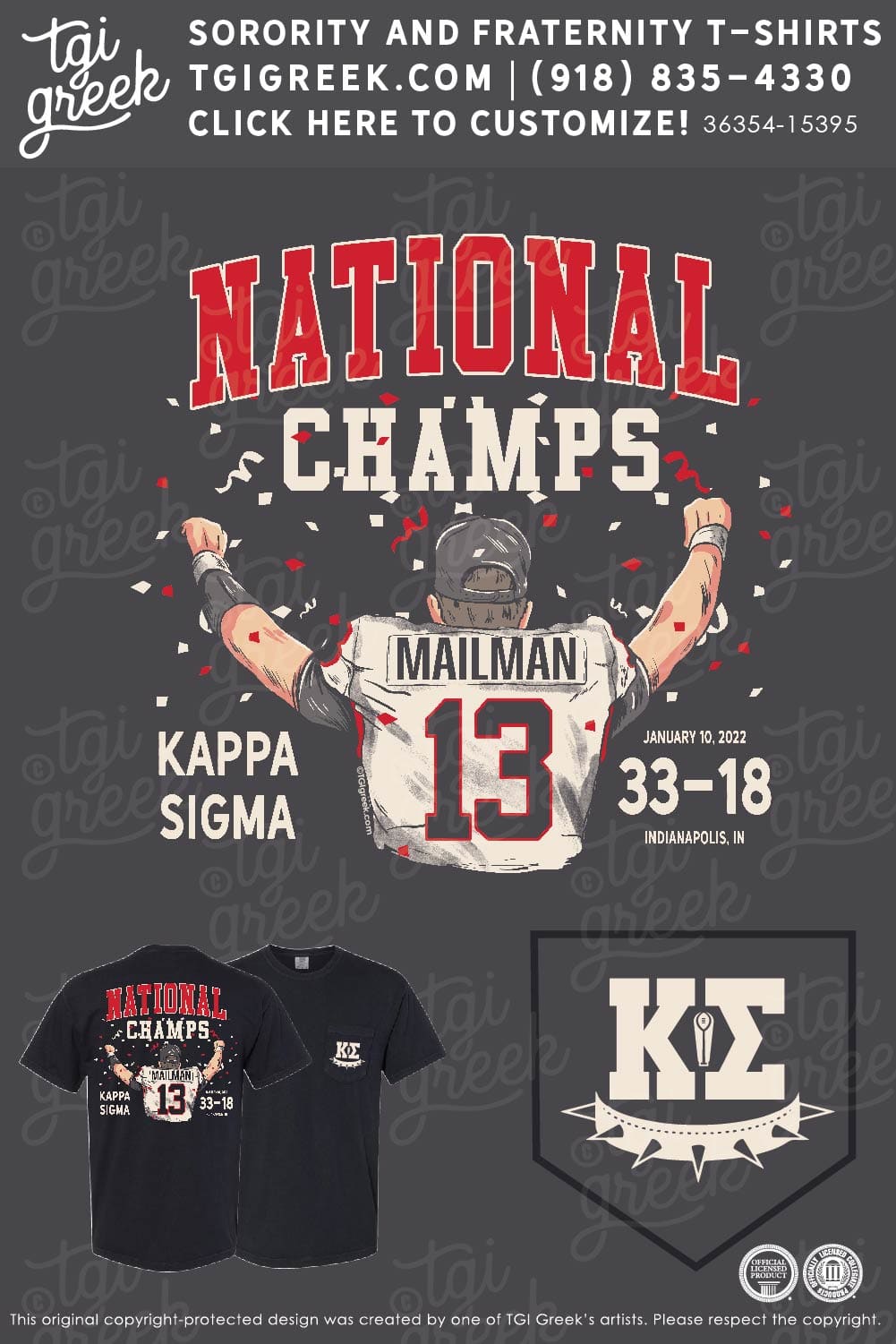 Kappa Sigma – UGA National Championship – White Logo