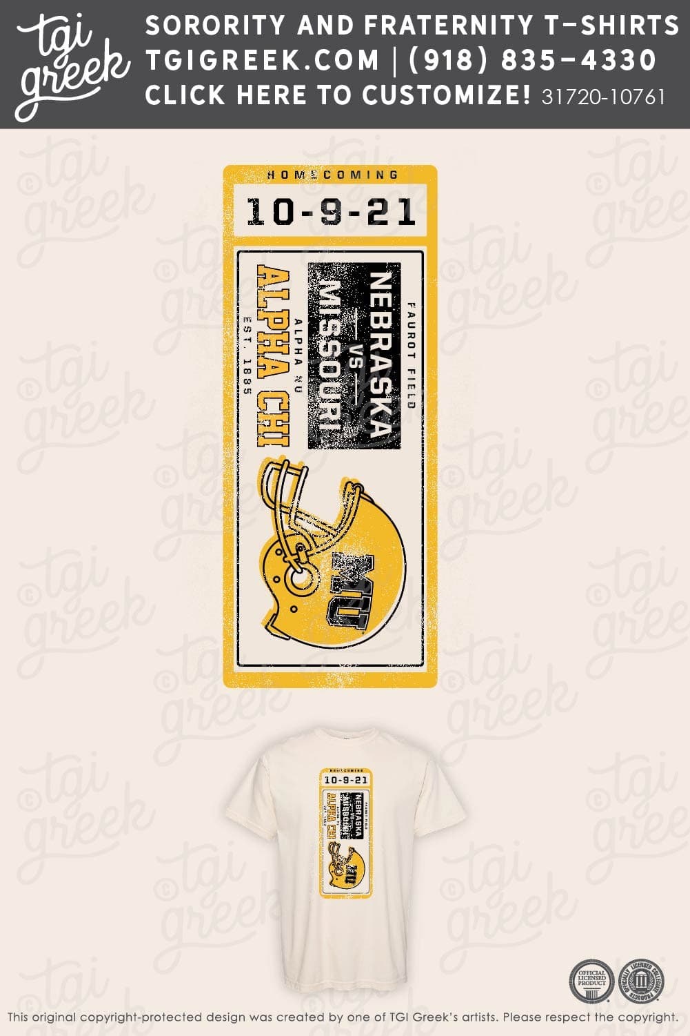 TGI – Alpha Chi Omega Mizzou Retro Ticket