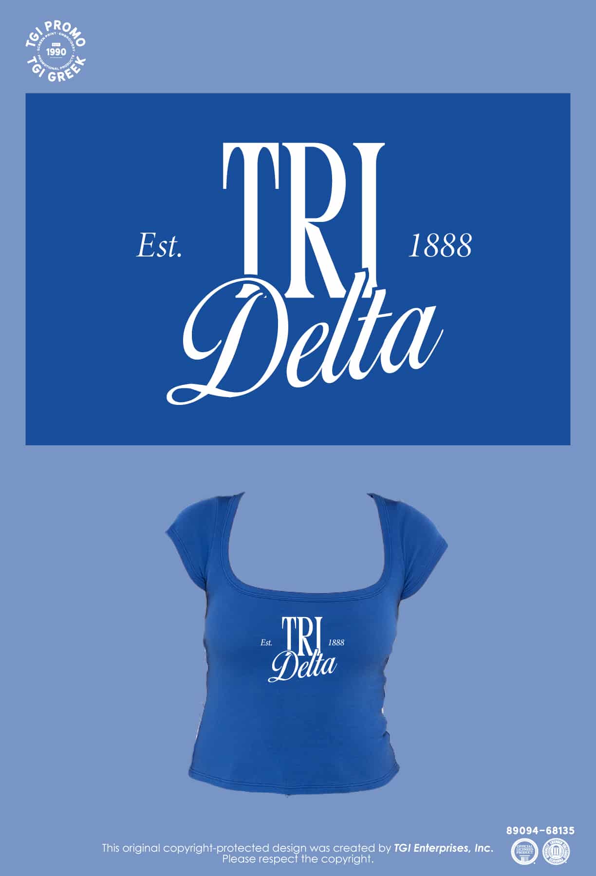 Delta Delta Delta – TGI Greek Square Neck Baby Tee