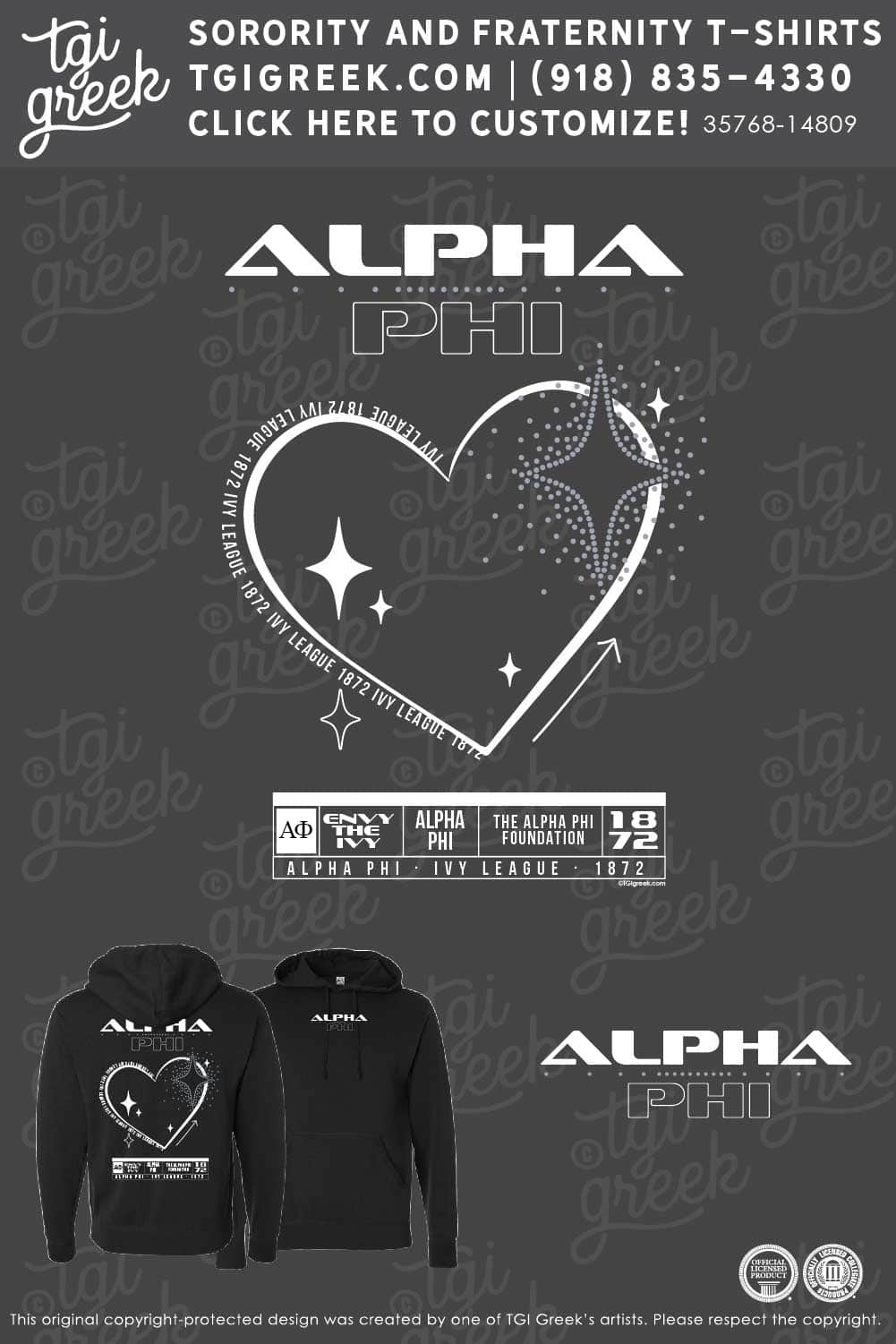 Alpha Phi – WASU Rhinestone PR Hoodie