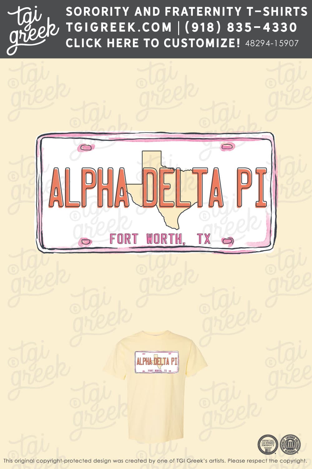 Alpha Delta Pi – TCU PR License Plate