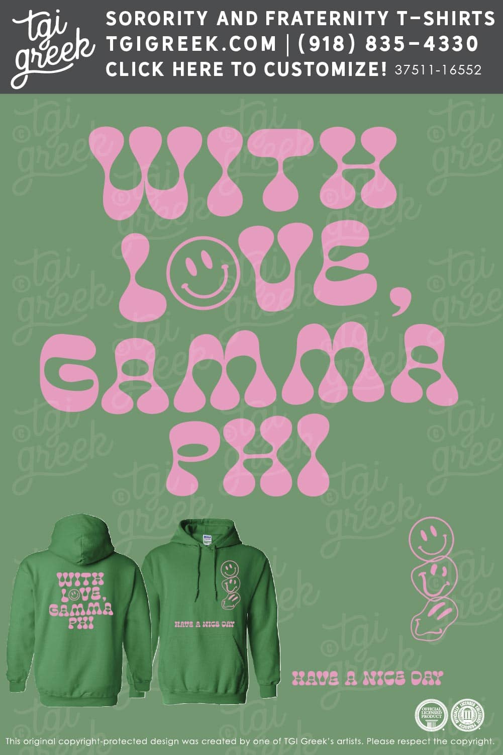 Gamma Phi Beta – KU Green Hoodie