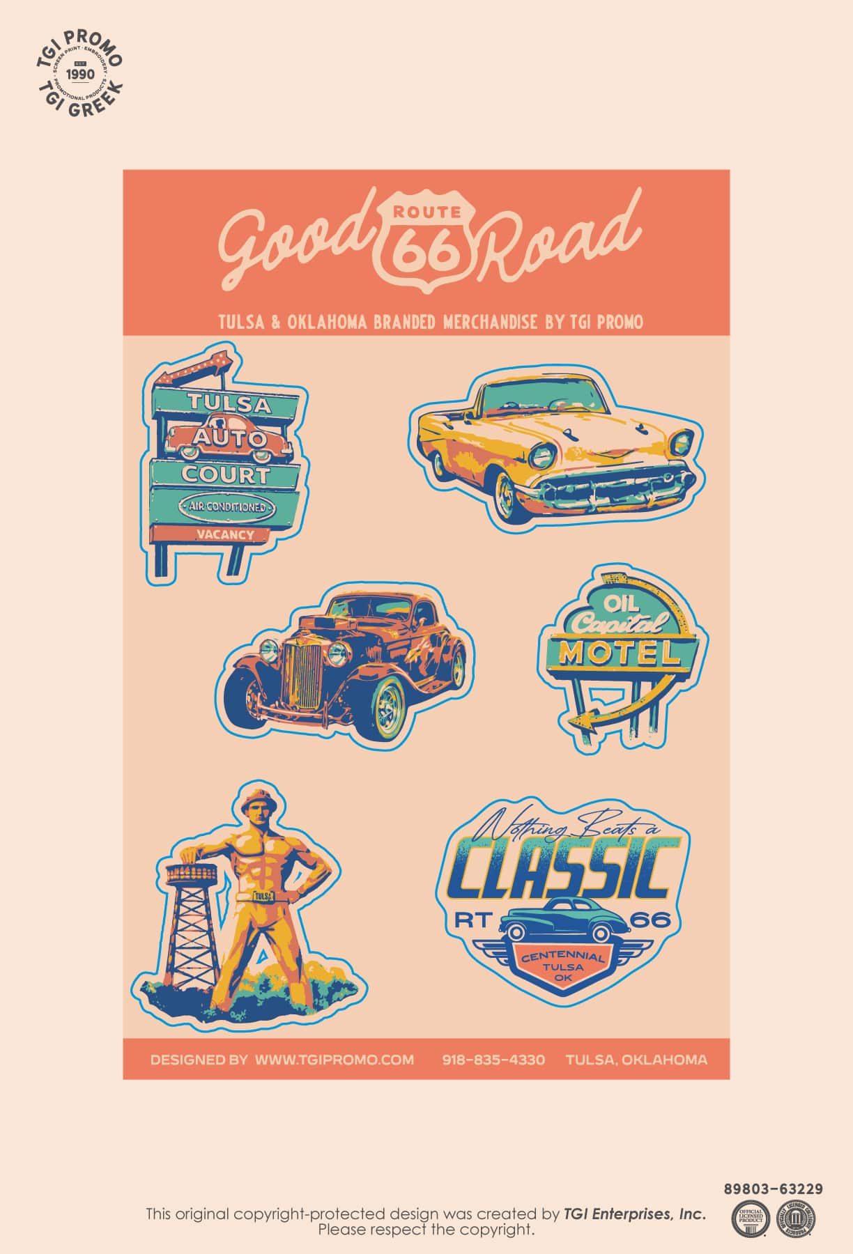 TGI Promo – Cap Cruise Cent RT 66 Car Sticker Sheet