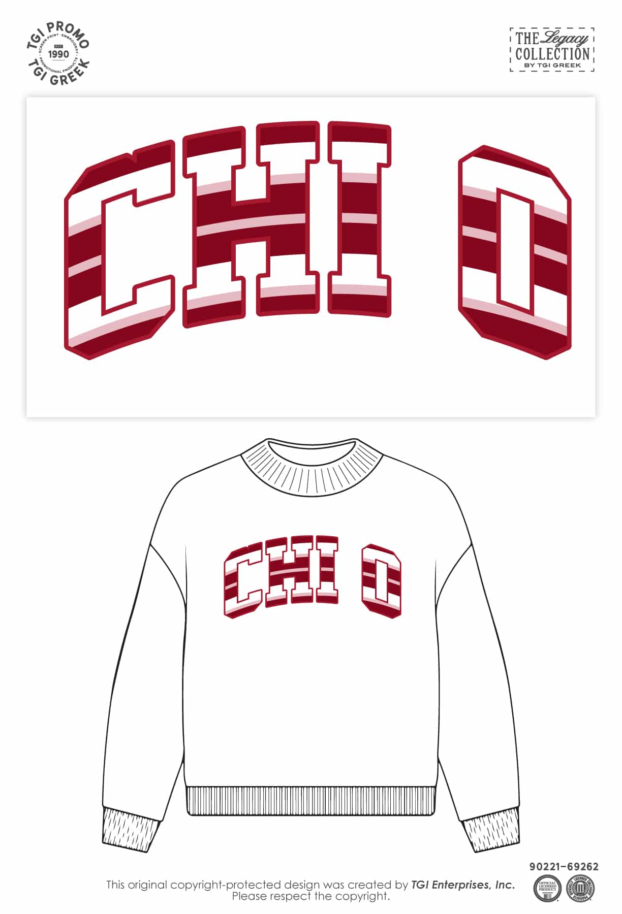 Chi Omega – TGI Greek New Stock Stripe Letter Mock Neck